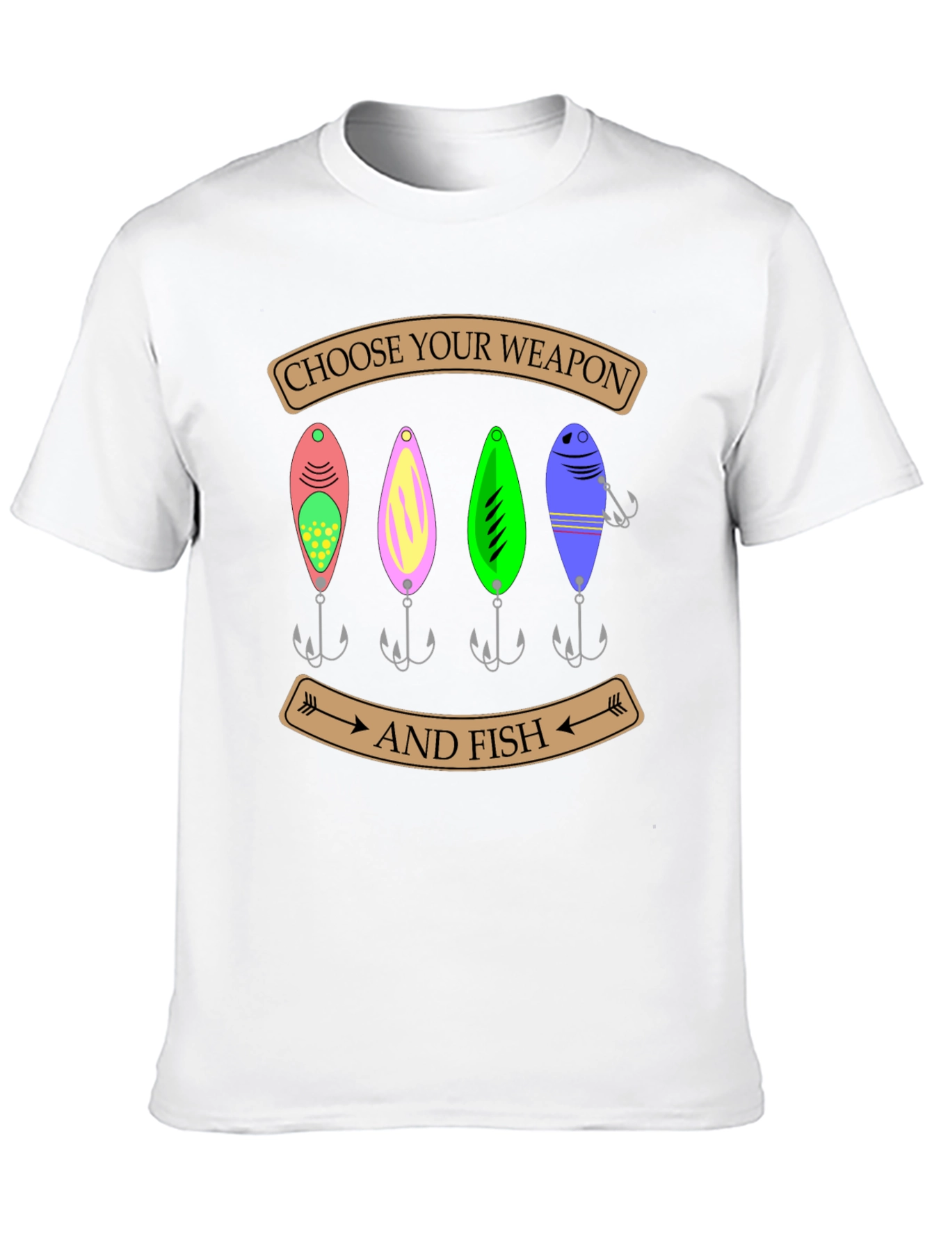 Black Choose Your Weapon and Fish T-Shirt view 10