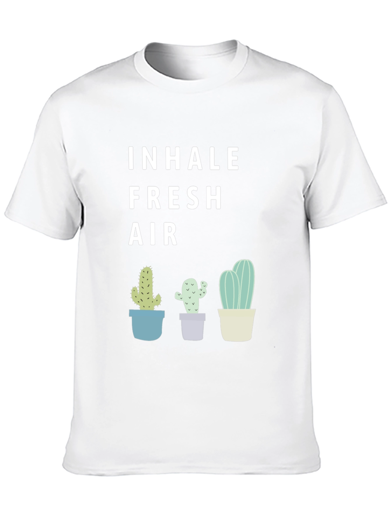 Black Inhale Fresh Air Cactus Graphic Tee - Unisex view 10