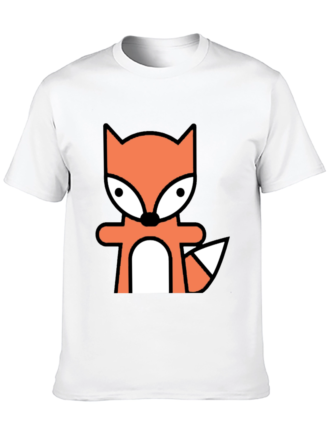 Black Cartoon Fox Graphic Tee - Black Cotton Blend view 10