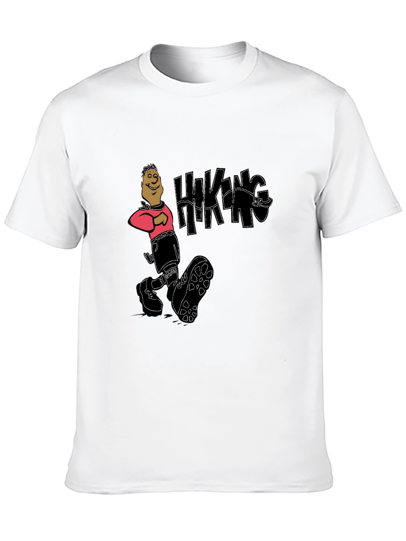 Black Hiking Cartoon Graphic Black T-Shirt view 10
