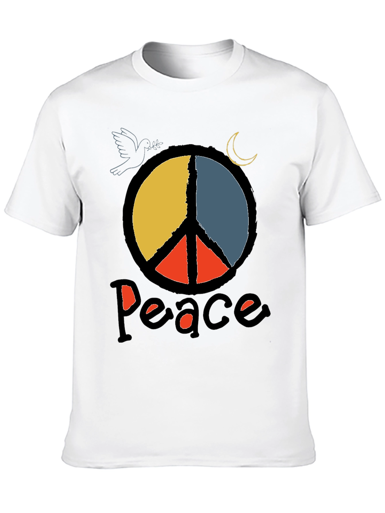 Black Peace Symbol Graphic Tee - Black Crewneck T-Shirt view 10