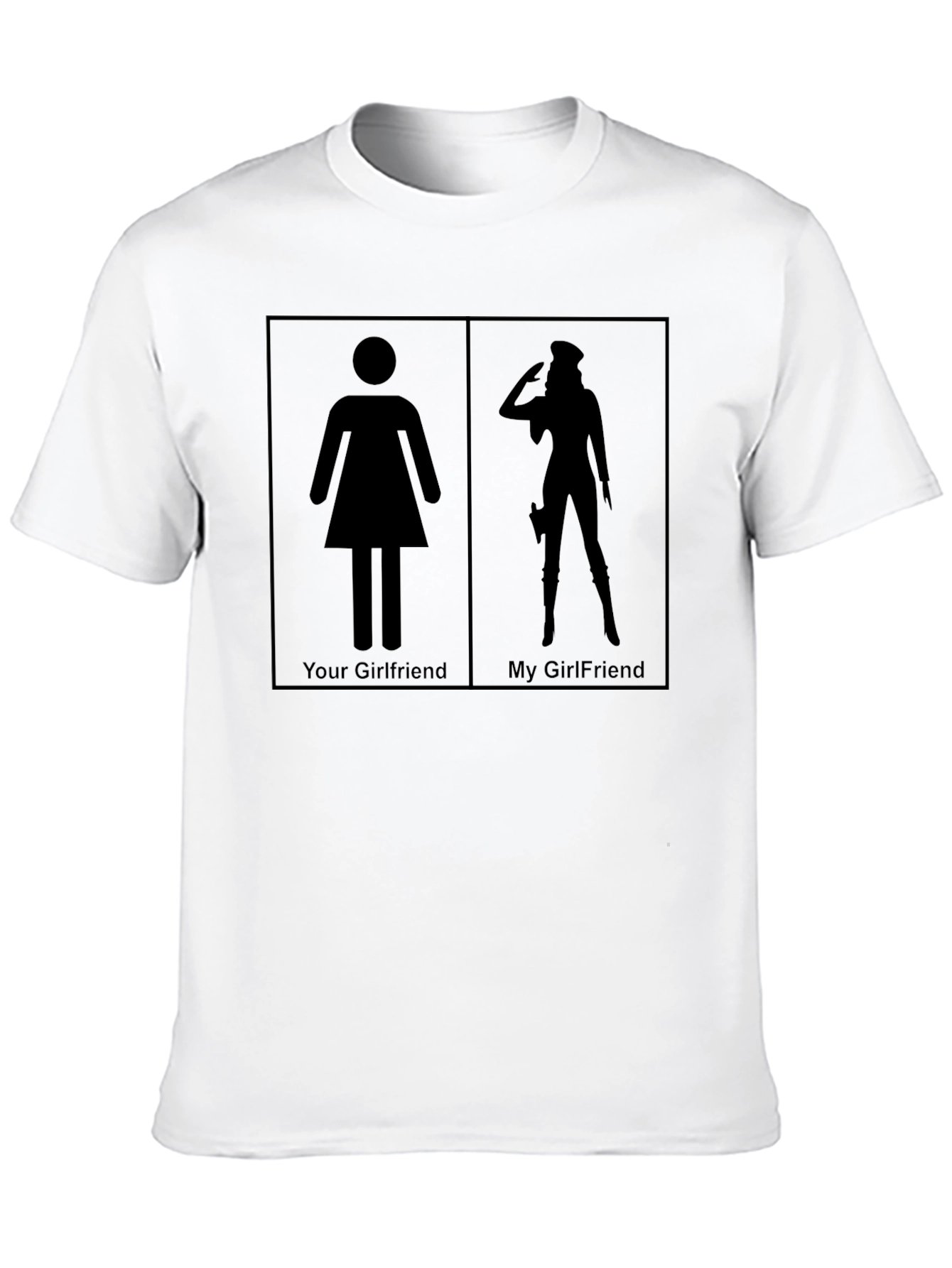 Black Humorous "Your Girlfriend vs My Girlfriend" Graphic Tee view 10