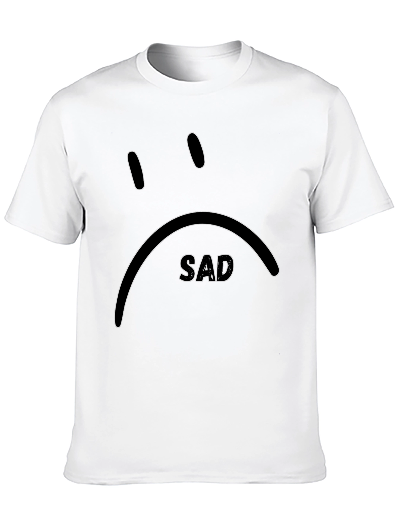 Black Sad Face Graphic Black T-Shirt view 10