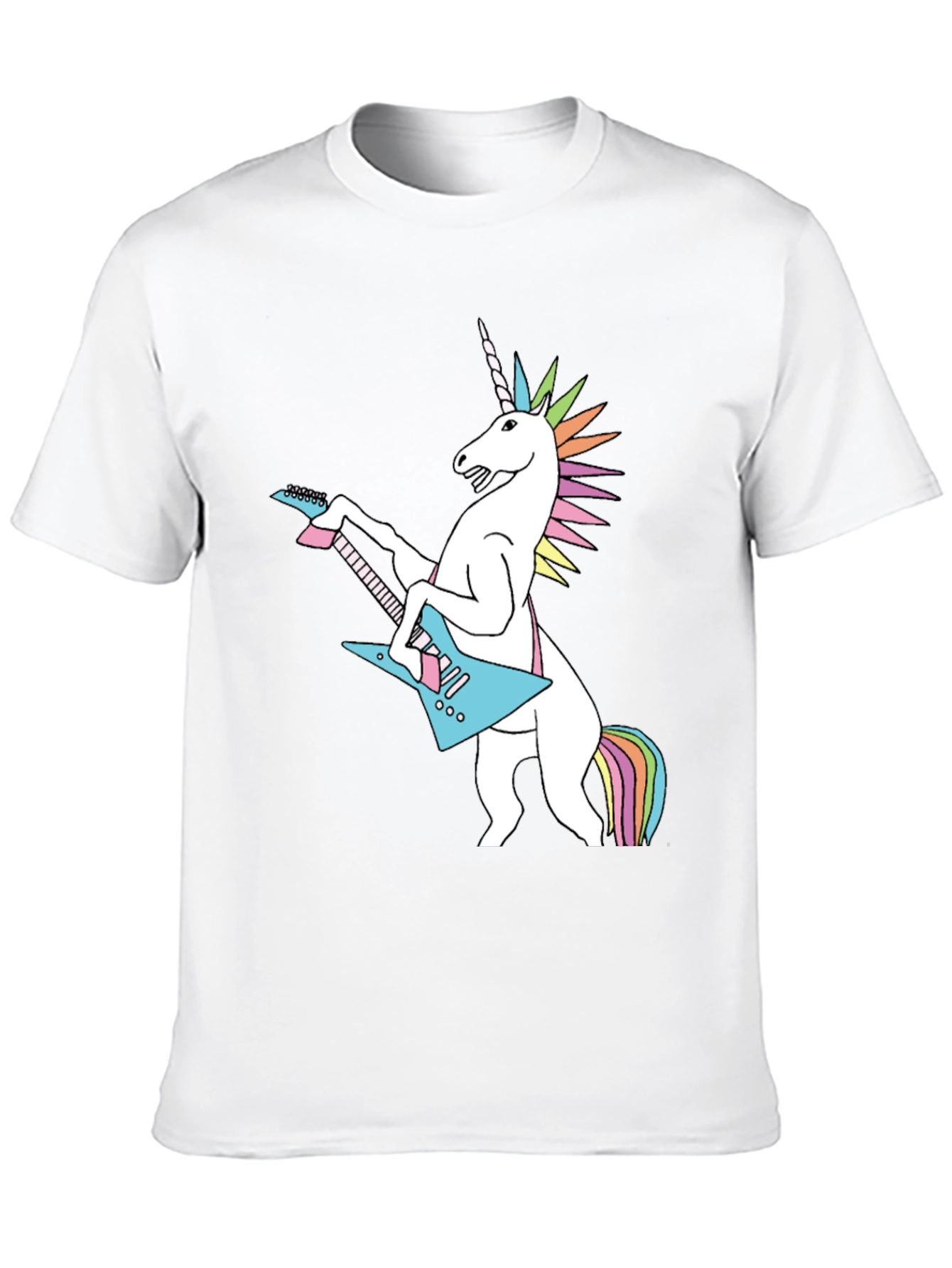 Black Unicorn Rock Guitar Black T-Shirt - Novelty Graphic Tee view 10