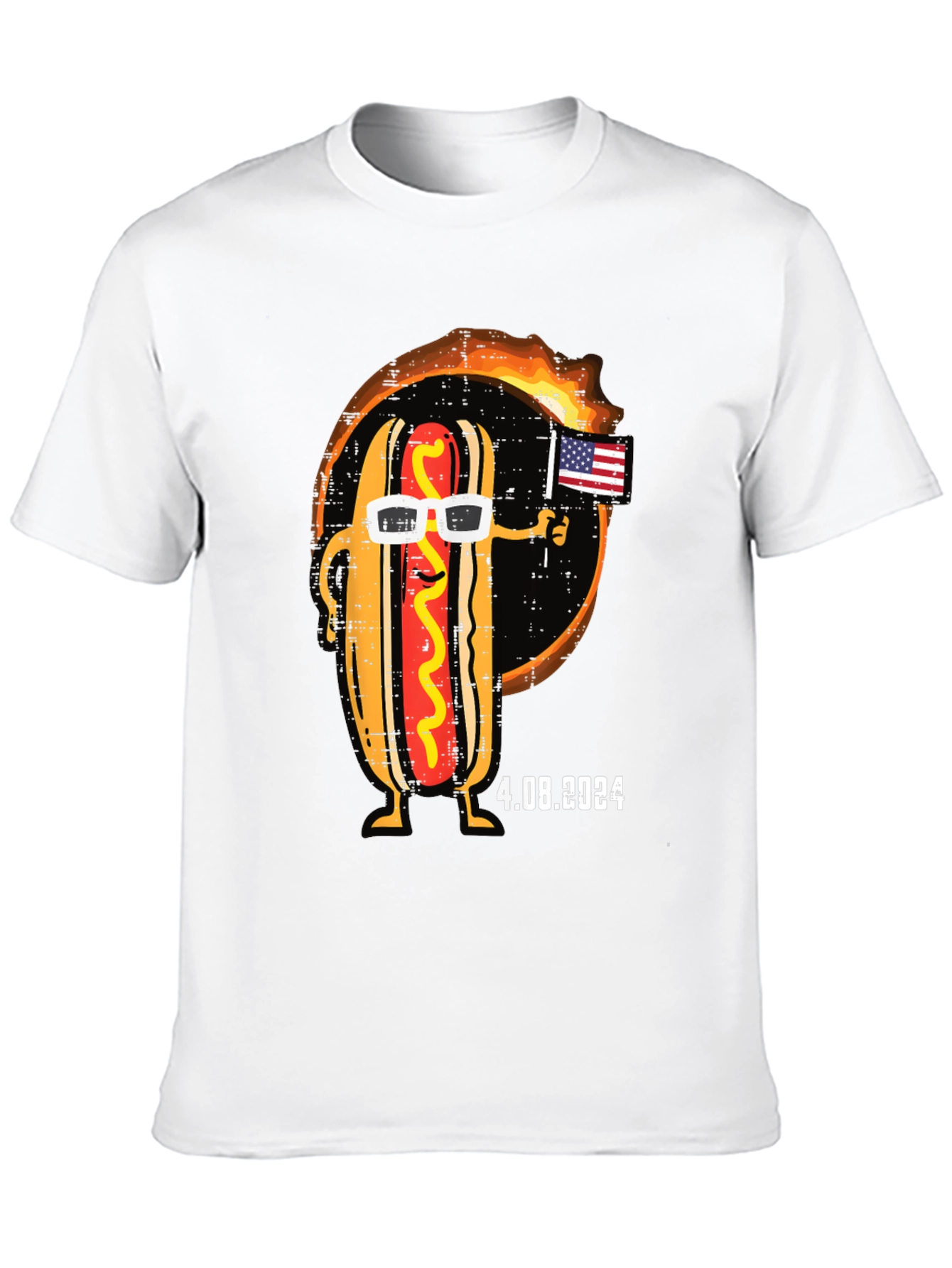 Black Cool Hot Dog T-Shirt - American Flag & Sunglasses view 10