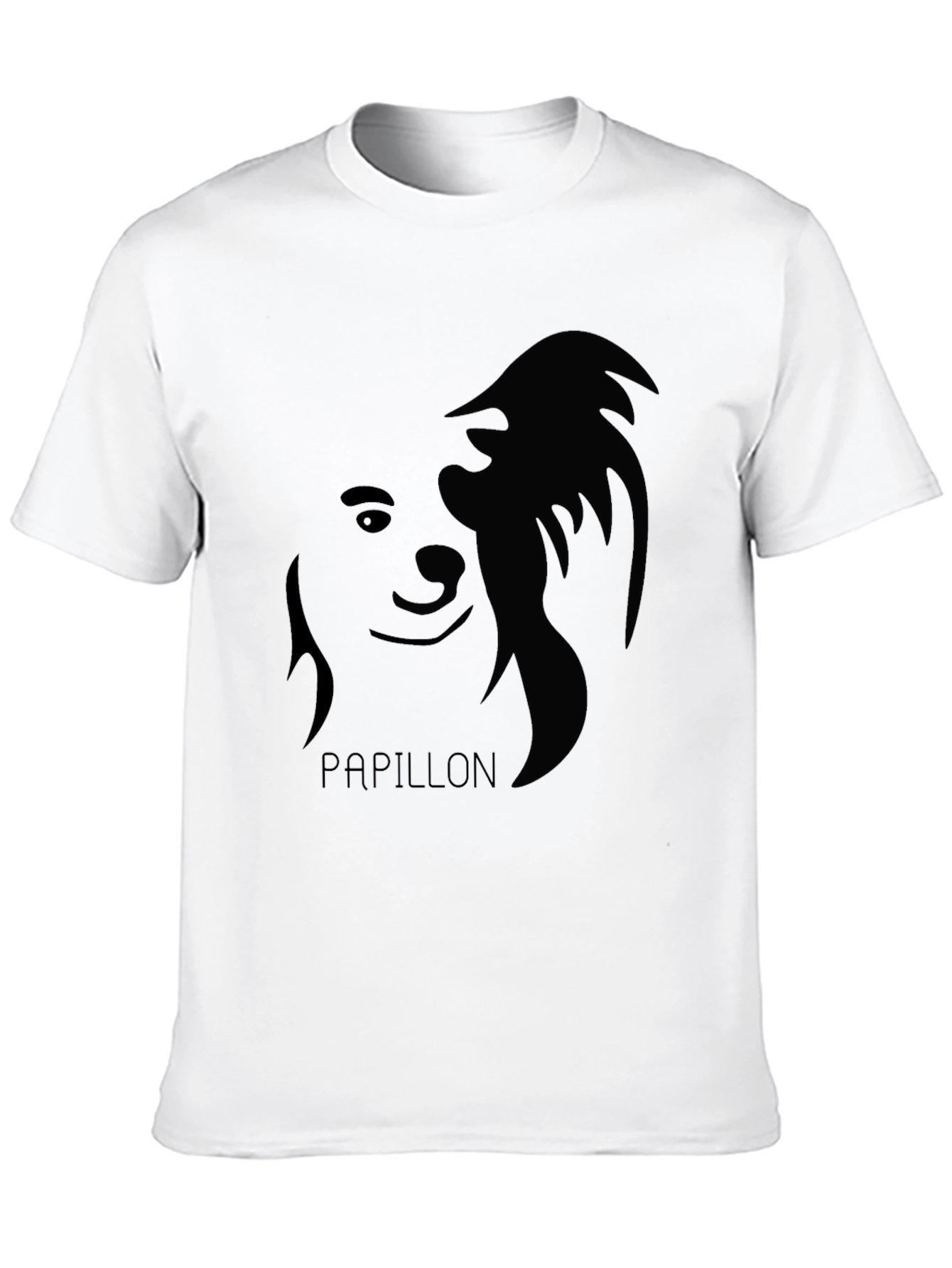 Black Papillon Dog Silhouette T-Shirt - Black Graphic Tee view 10