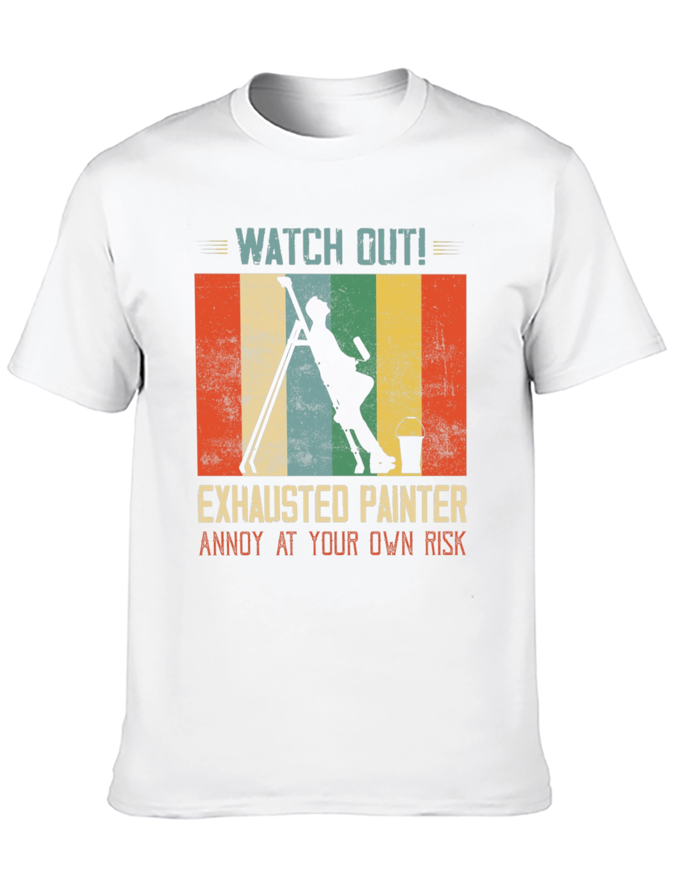 Black Exhausted Painter T-Shirt: Funny Painting Crew Apparel view 10