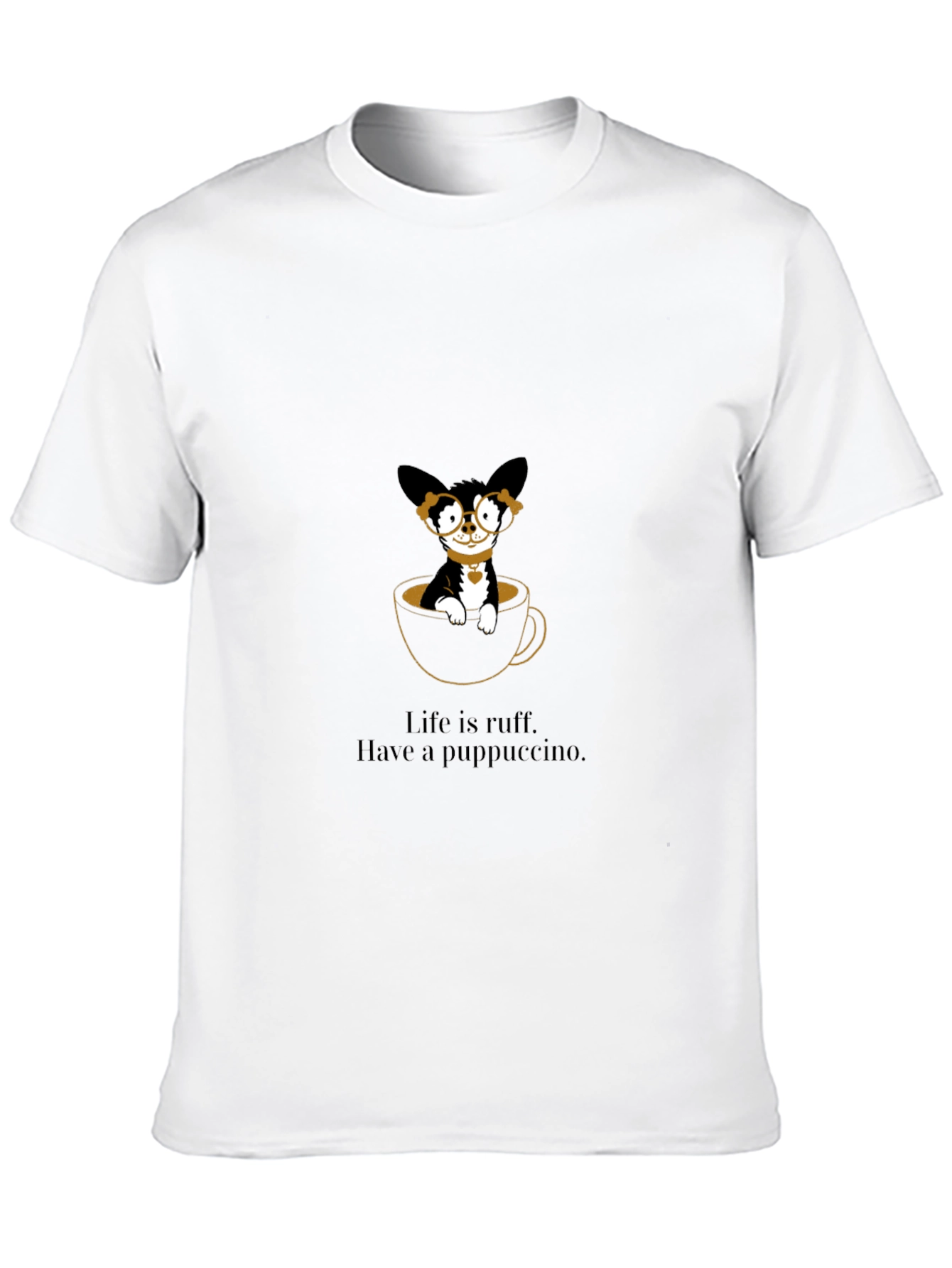 Black Puppuccino T-Shirt: Cute Dog in Coffee Cup Tee view 10