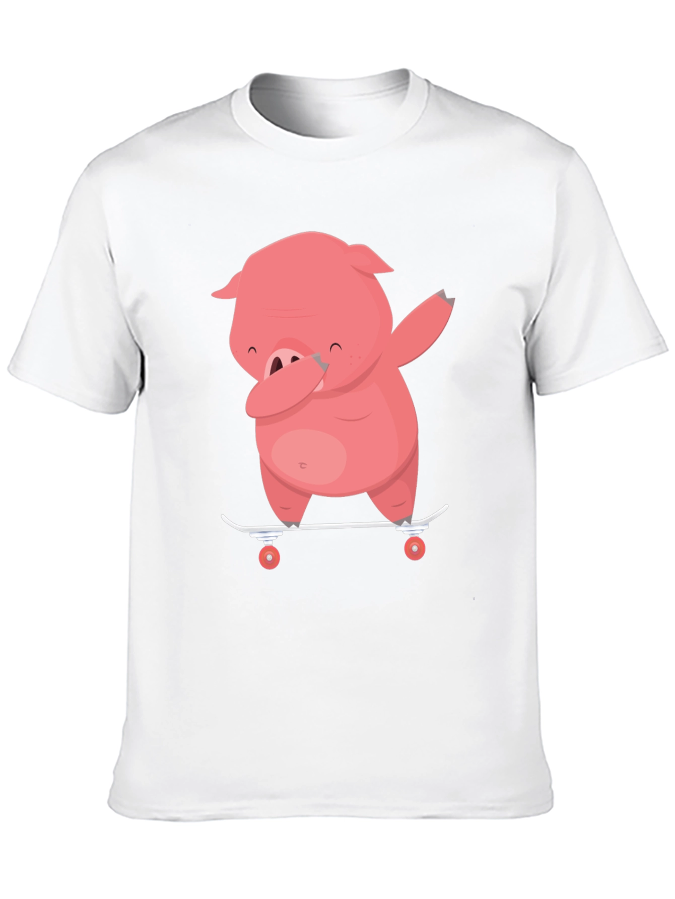 Black Dabbing Pig Skateboard T-Shirt - Funny Cartoon Tee view 10
