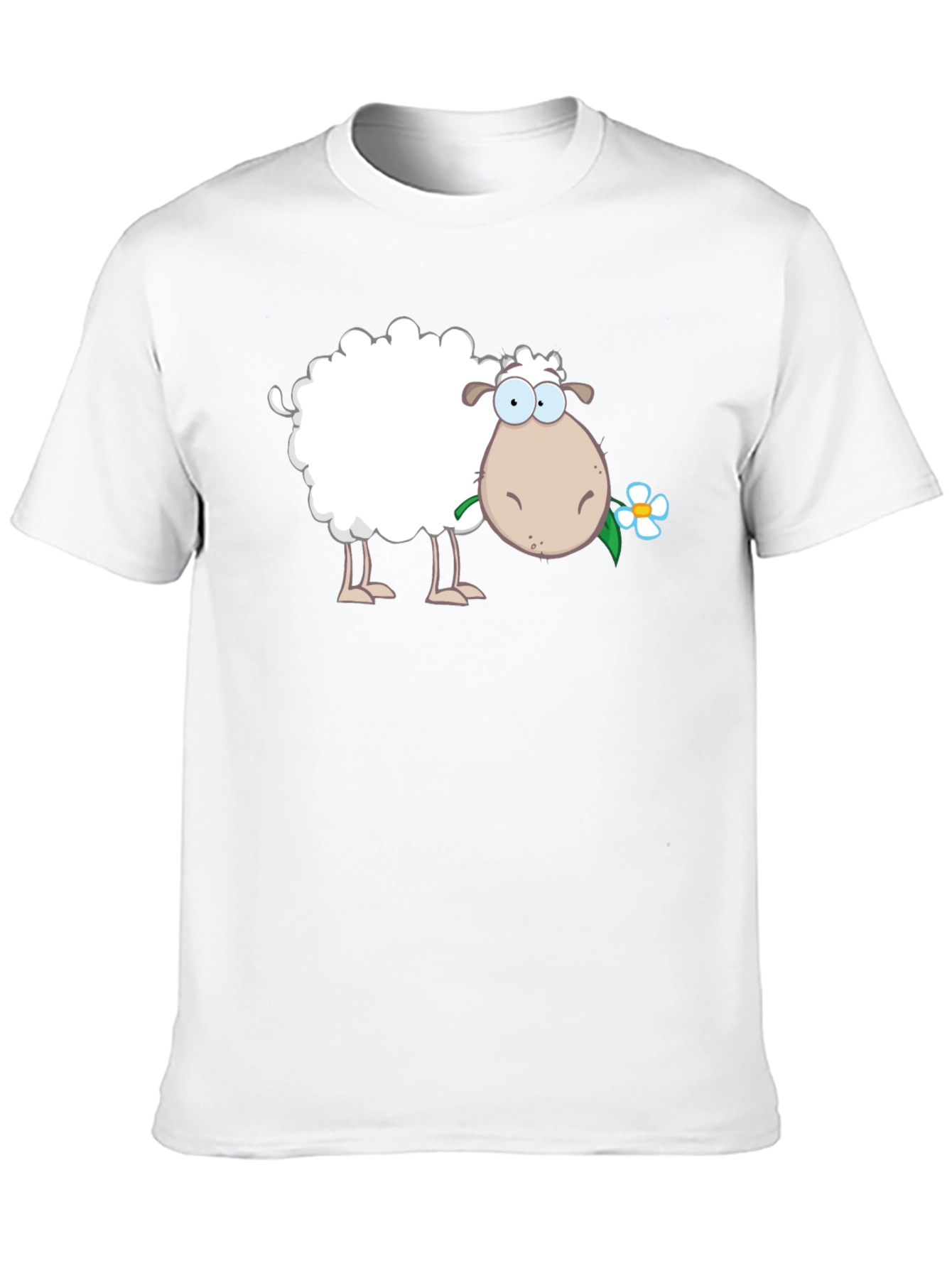 Black Funny Sheep with Flower Black T-Shirt view 10