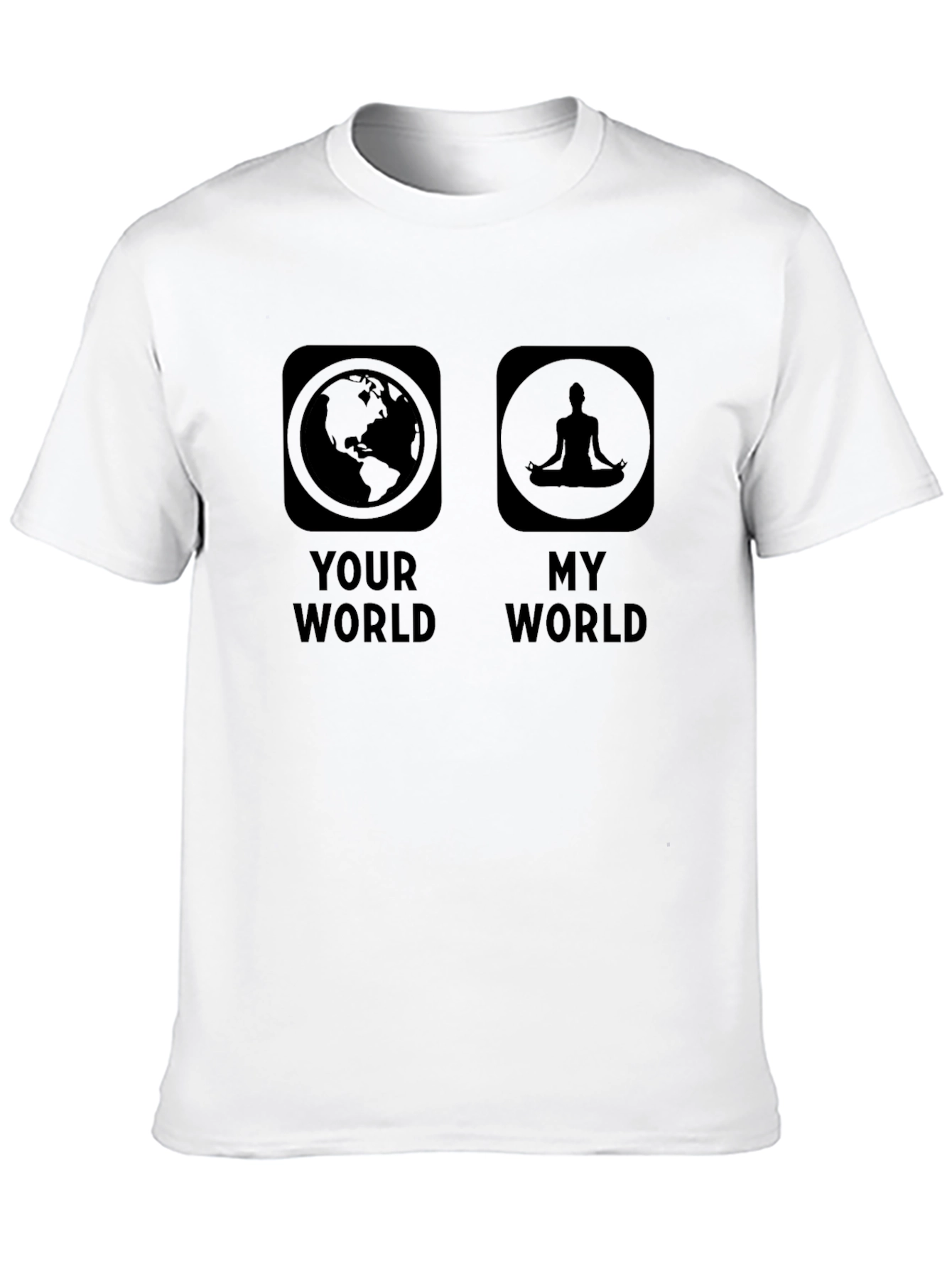 Black Your World My World Yoga Meditation Graphic Tee view 10
