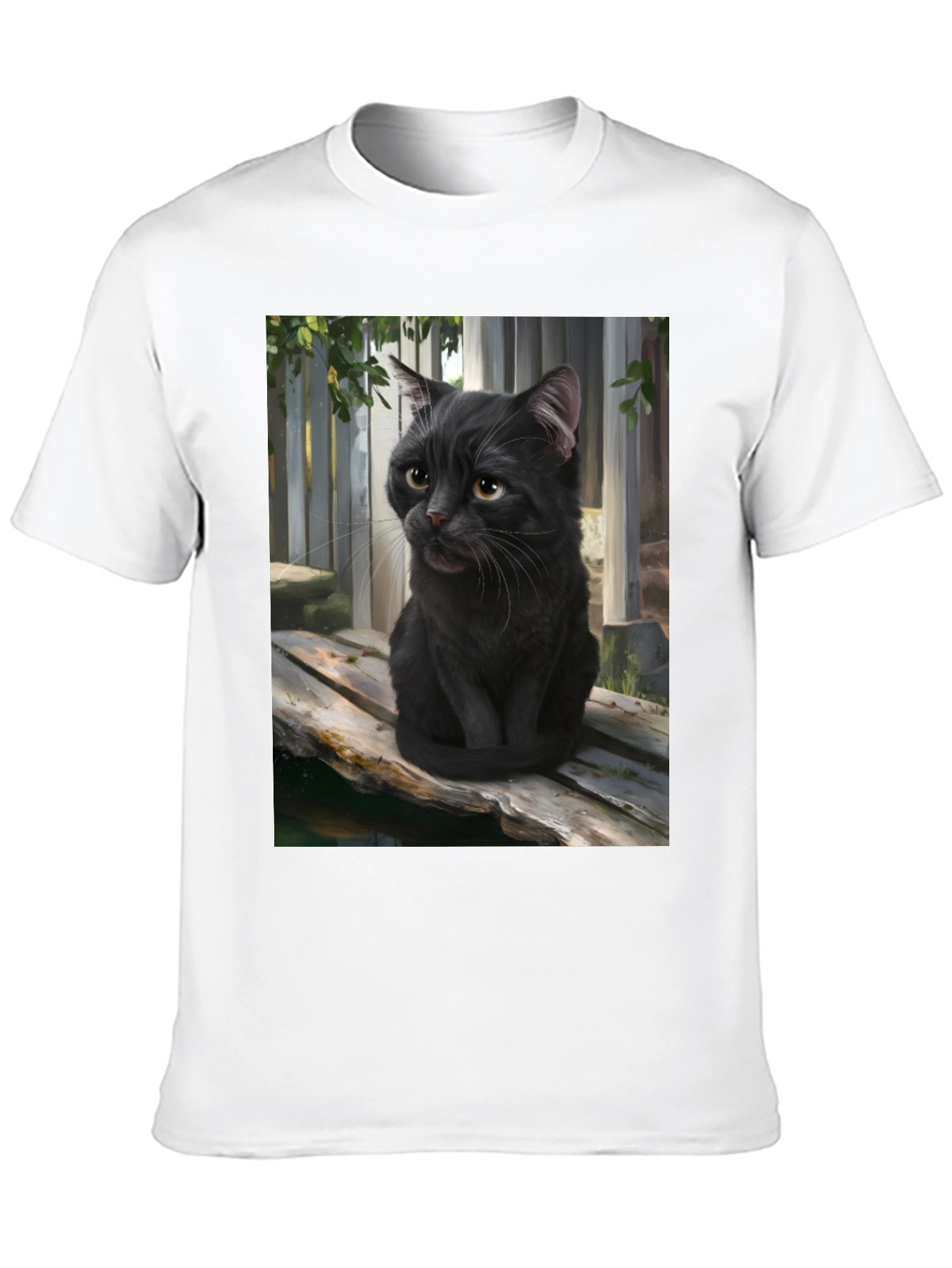 Black Black Cat Portrait Graphic T-Shirt view 10