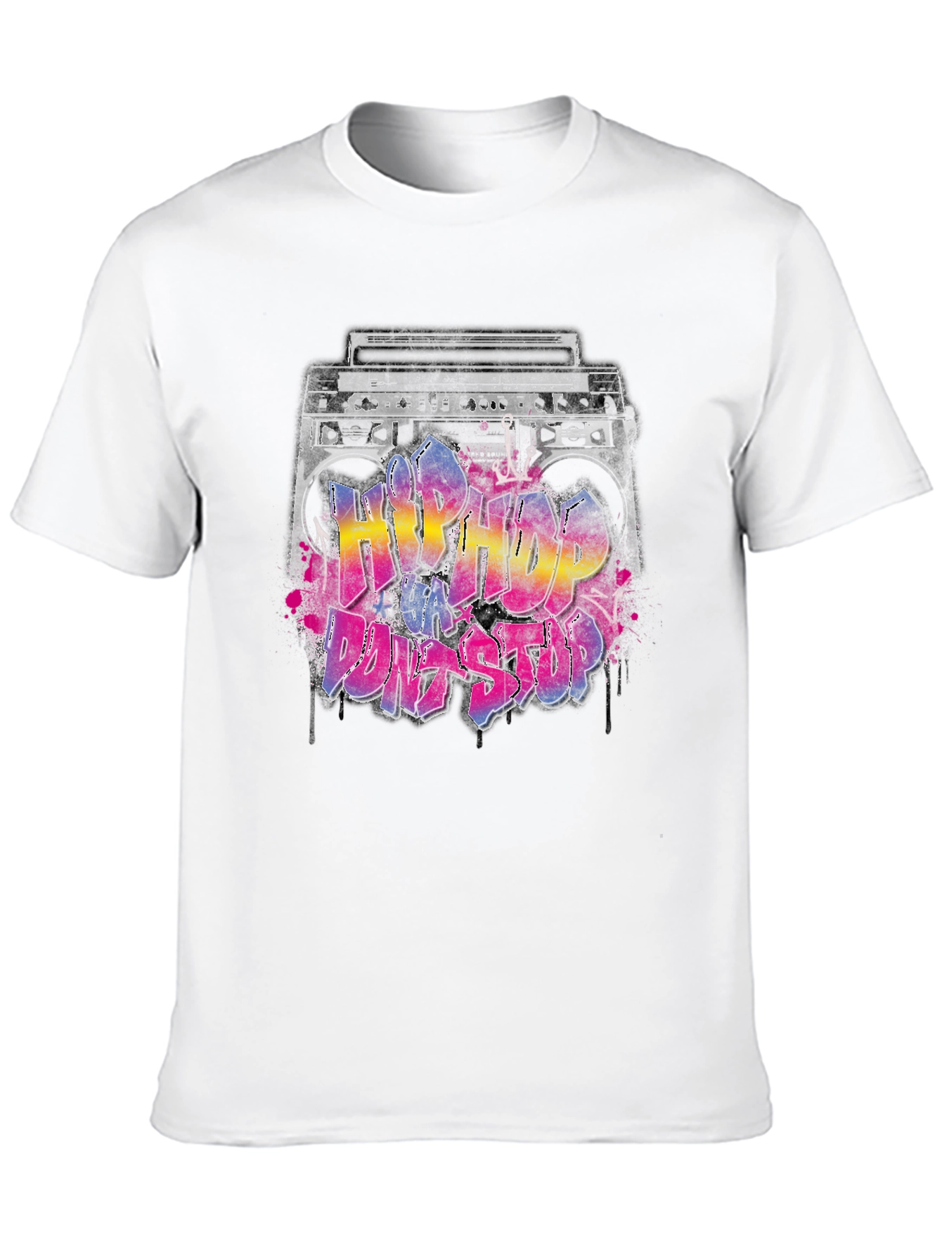 Black Hip Hop Boombox Graphic T-Shirt view 10