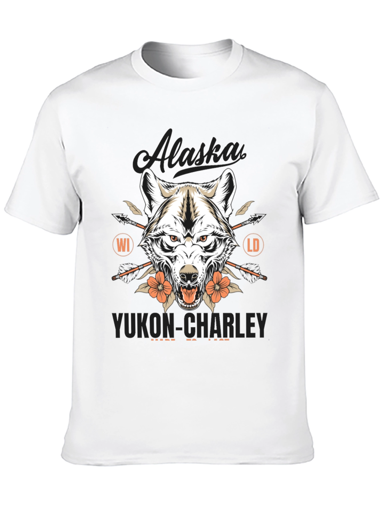 Black Alaska Yukon Charley Wolf Graphic T-Shirt view 10