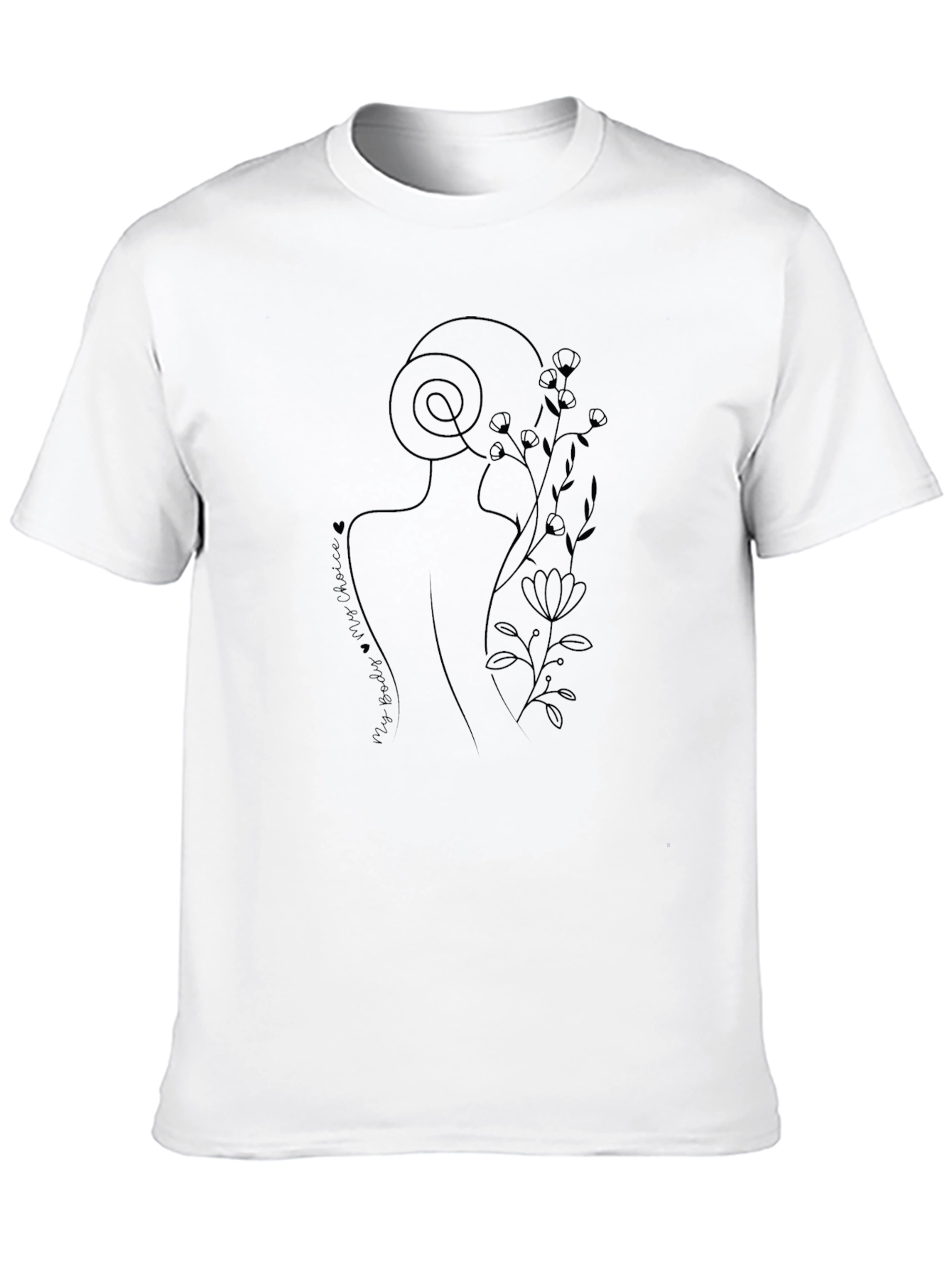 Black Minimalist Line Art Black T-Shirt view 10