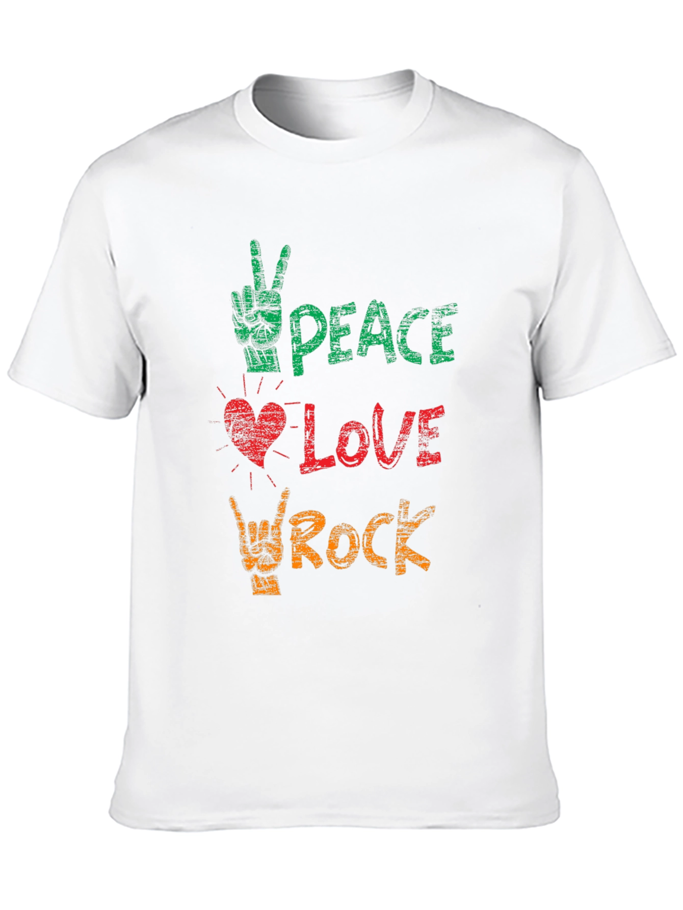 Black Peace Love Rock Graphic Tee - Black Cotton T-Shirt view 10