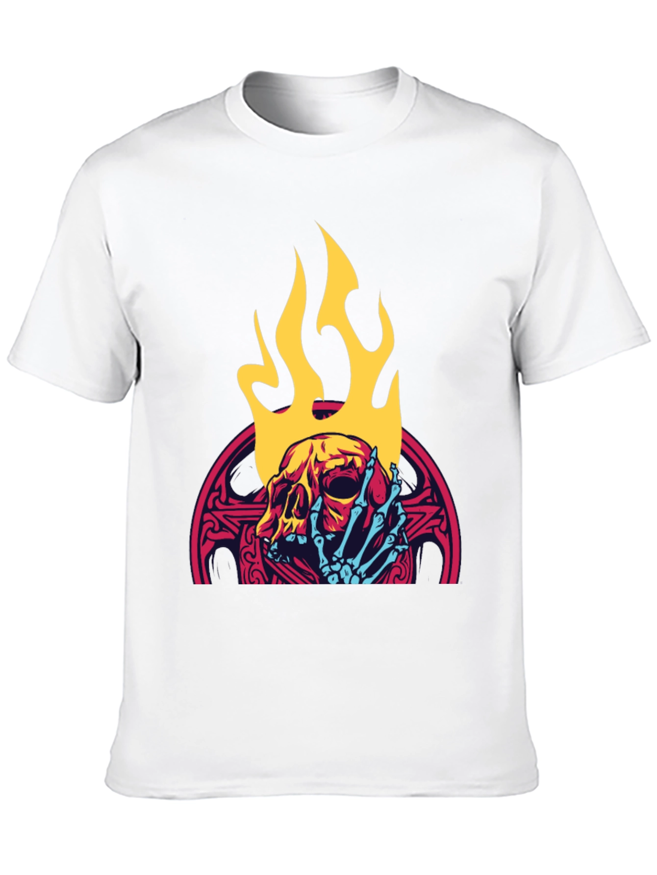 Black Skull & Flames Graphic Tee - Cool & Edgy view 10