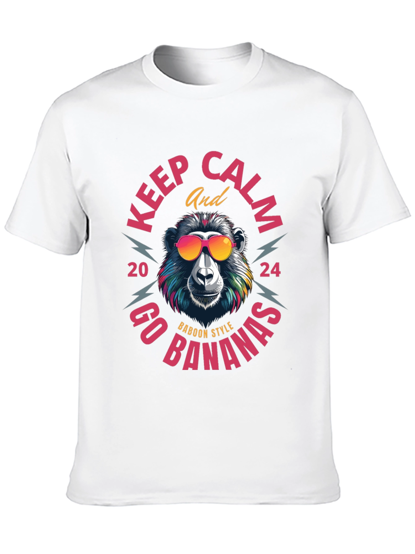 Black Keep Calm Baboon Style T-Shirt view 10