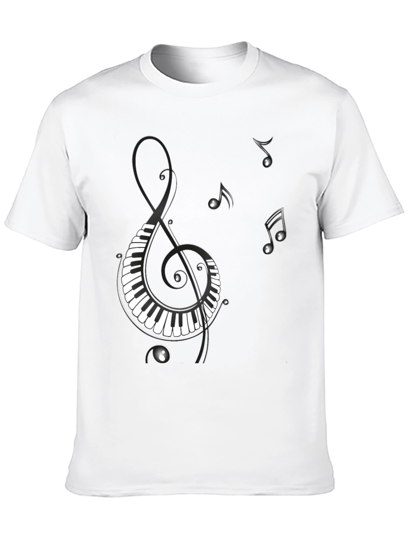 Black Musical Notes Piano Treble Clef Graphic T-Shirt view 10