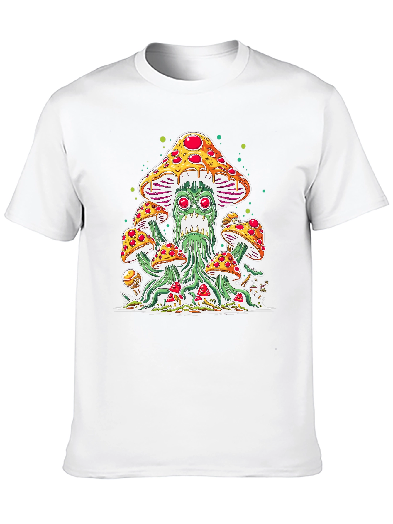 Black Pizza Mushroom Graphic Tee - Funky Unisex T-Shirt view 10