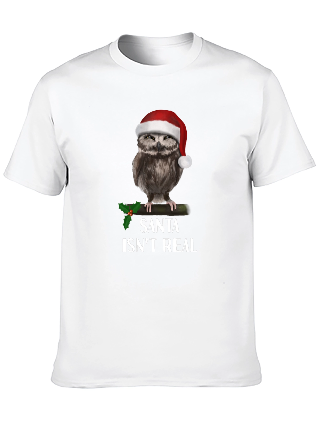 Black Santa Isn't Real Owl Christmas T-Shirt view 10