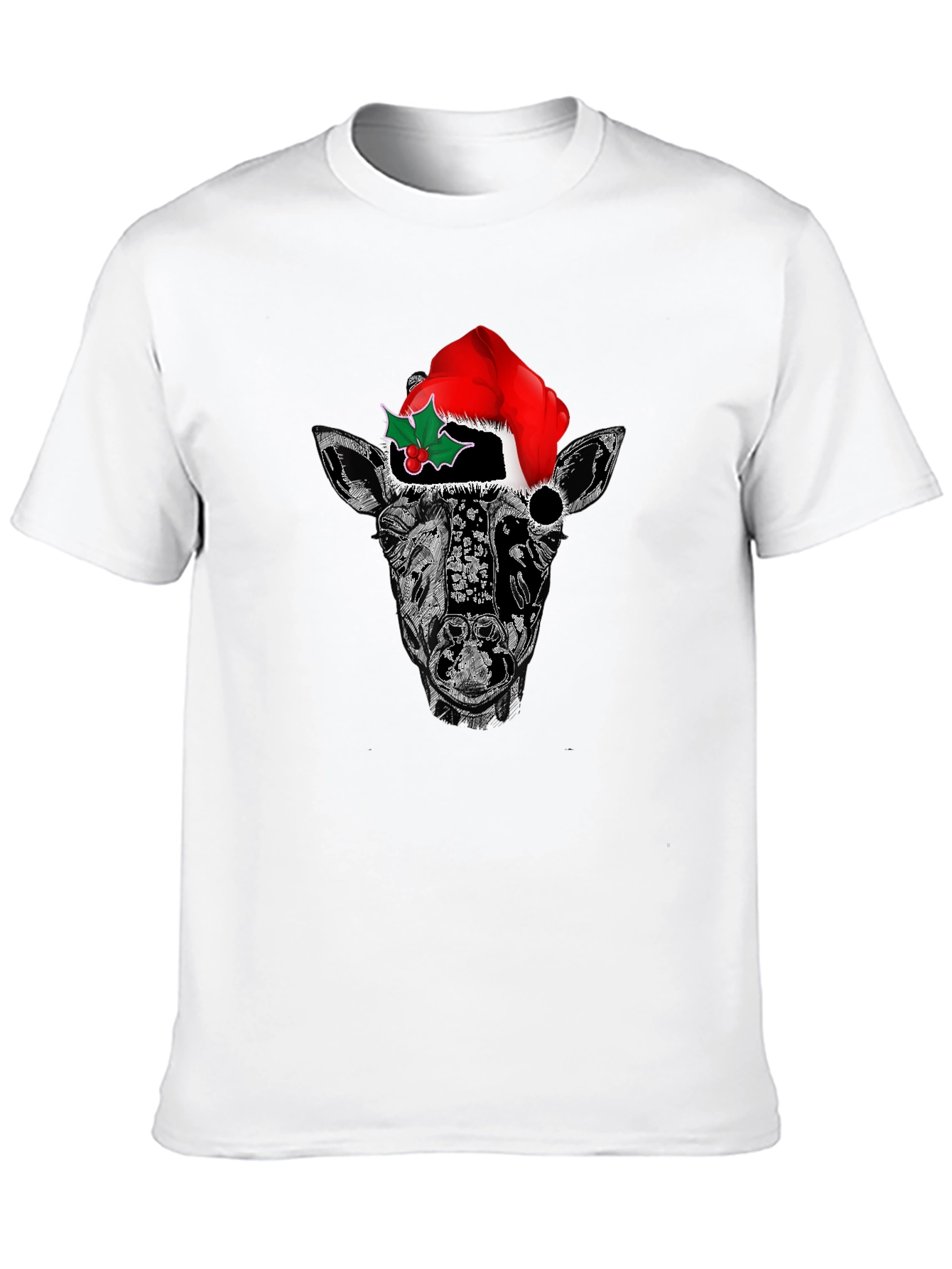 Black Giraffe Christmas T-Shirt - Holiday Festive Tee view 10