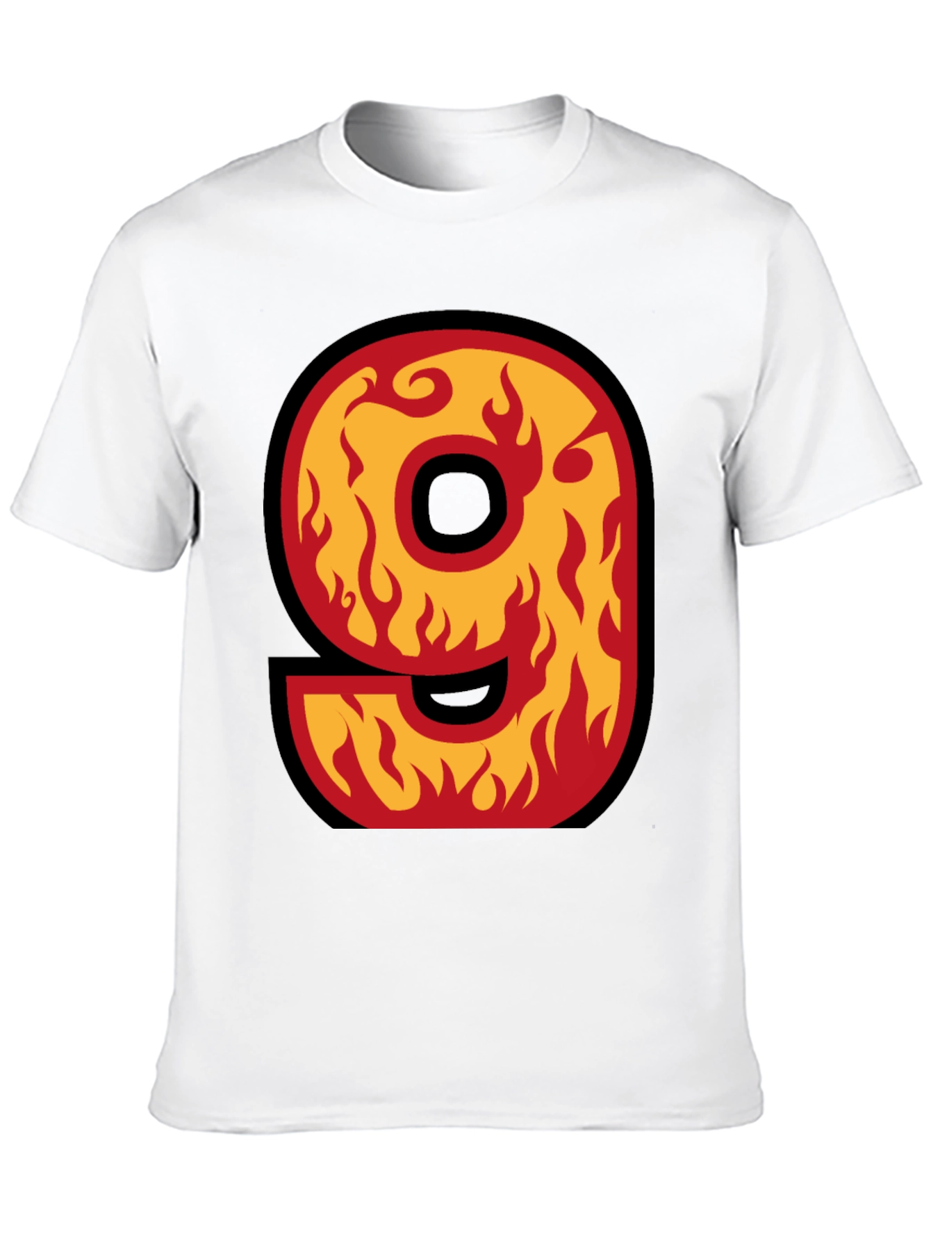 Black Fiery Number 9 T-Shirt - Bold Graphic Tee view 10