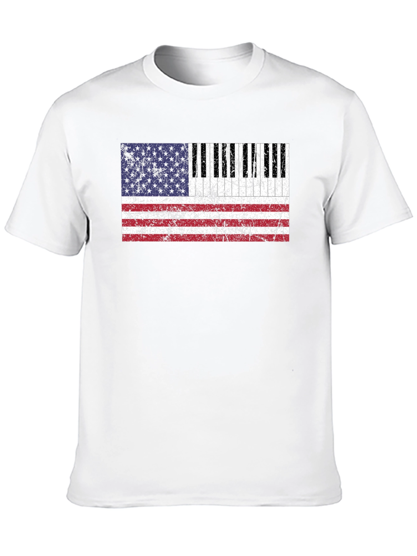 Black Piano Keys American Flag Graphic T-Shirt view 10
