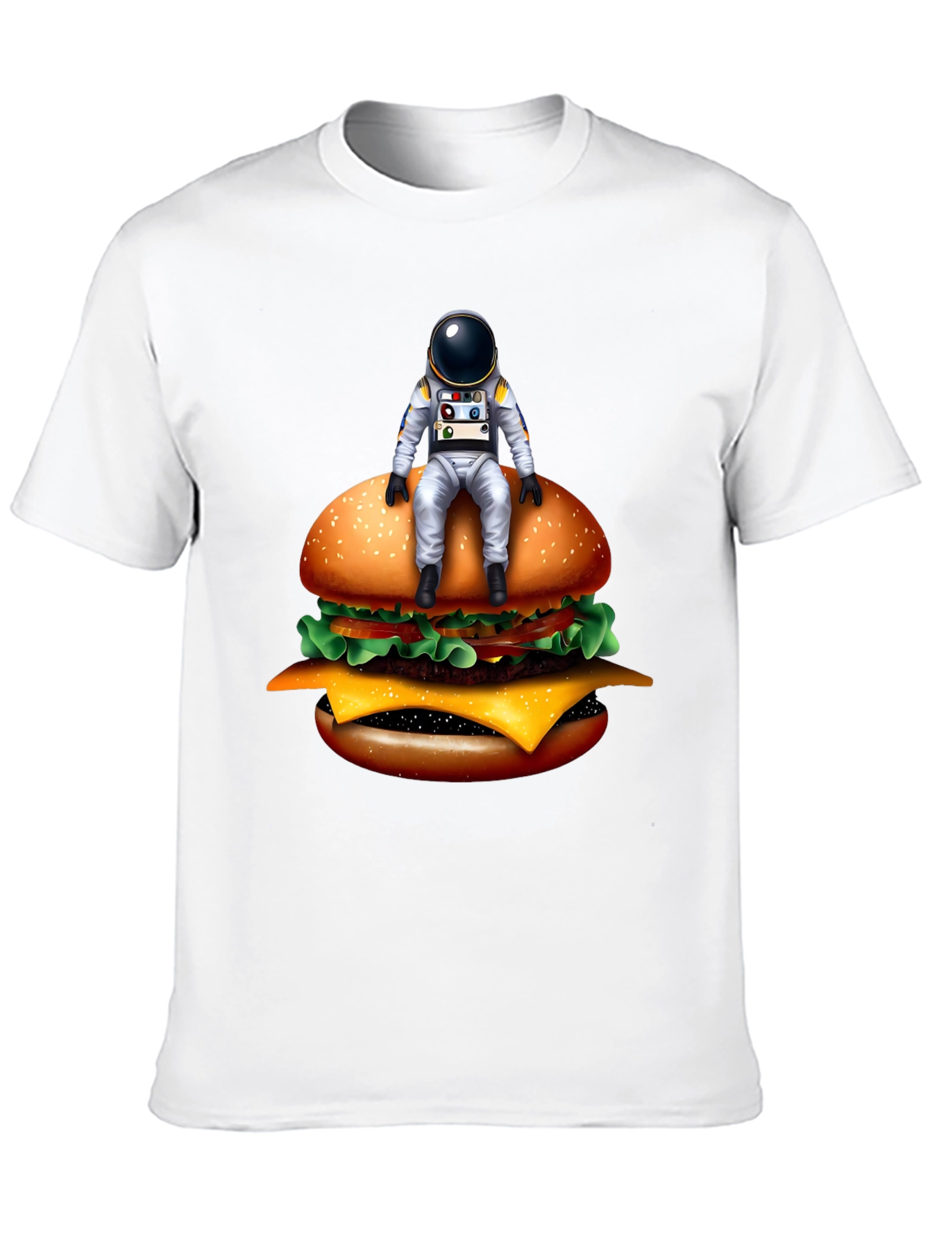 Black Astronaut Burger T-Shirt - Unisex Graphic Tee view 10