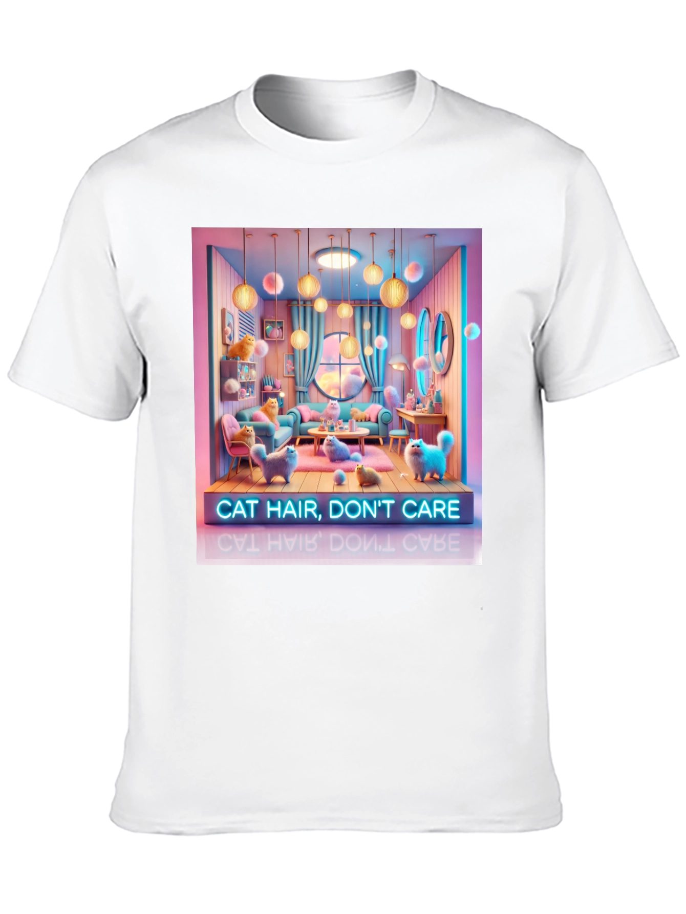 Black Cat Hair Don't Care Graphic Tee - Unisex view 10