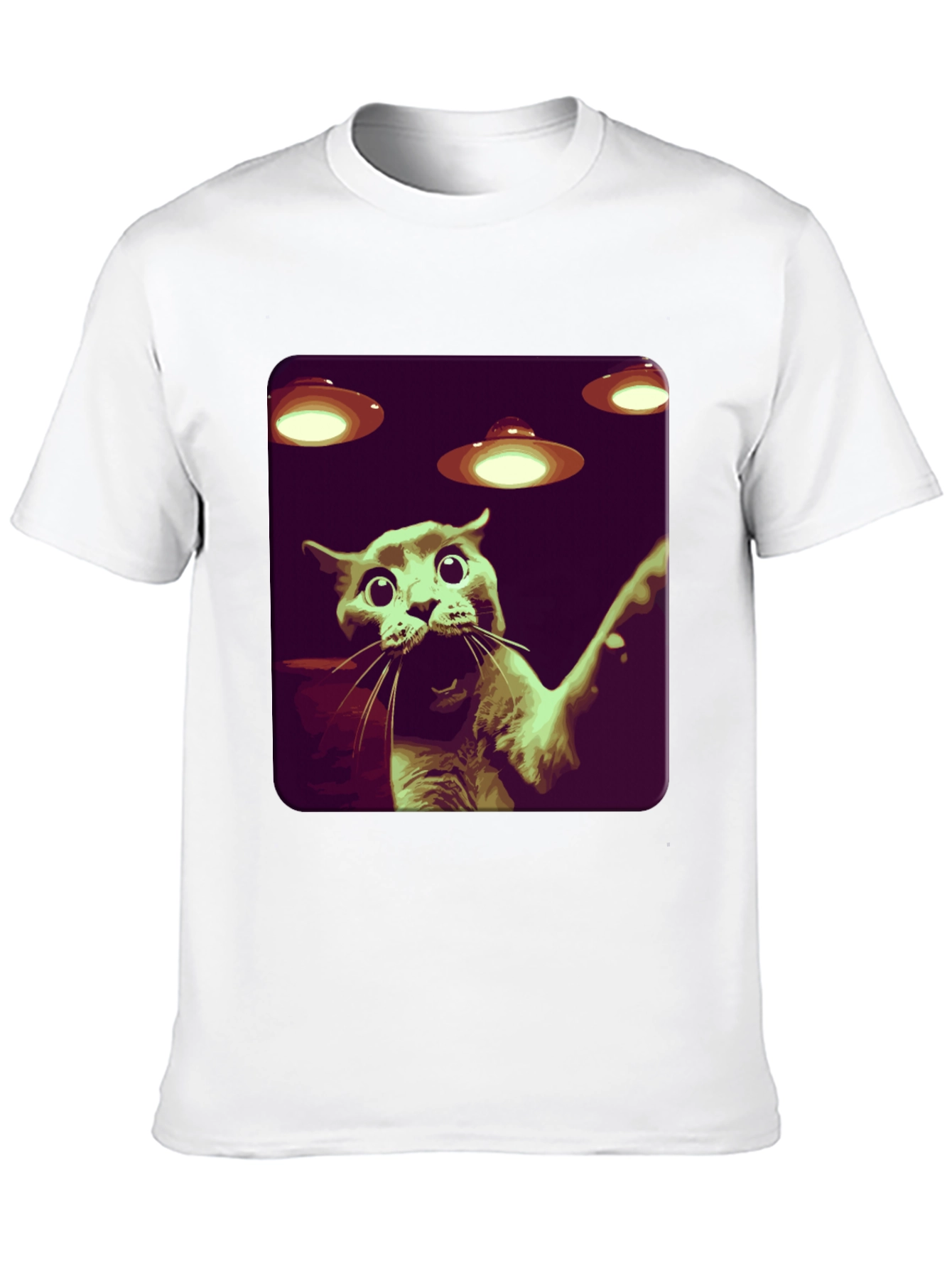 Black Alien Cat Abduction Graphic Tee - Black view 10
