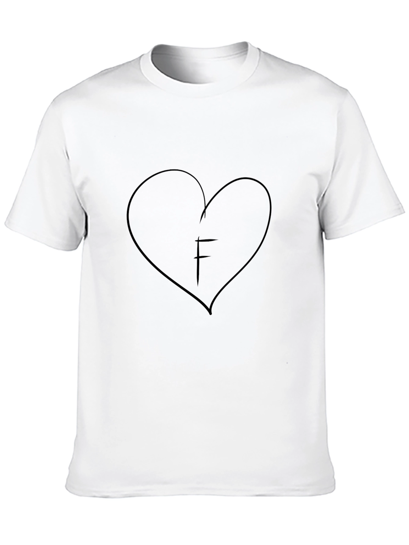 Black Heart Initial F Black Graphic Tee view 10