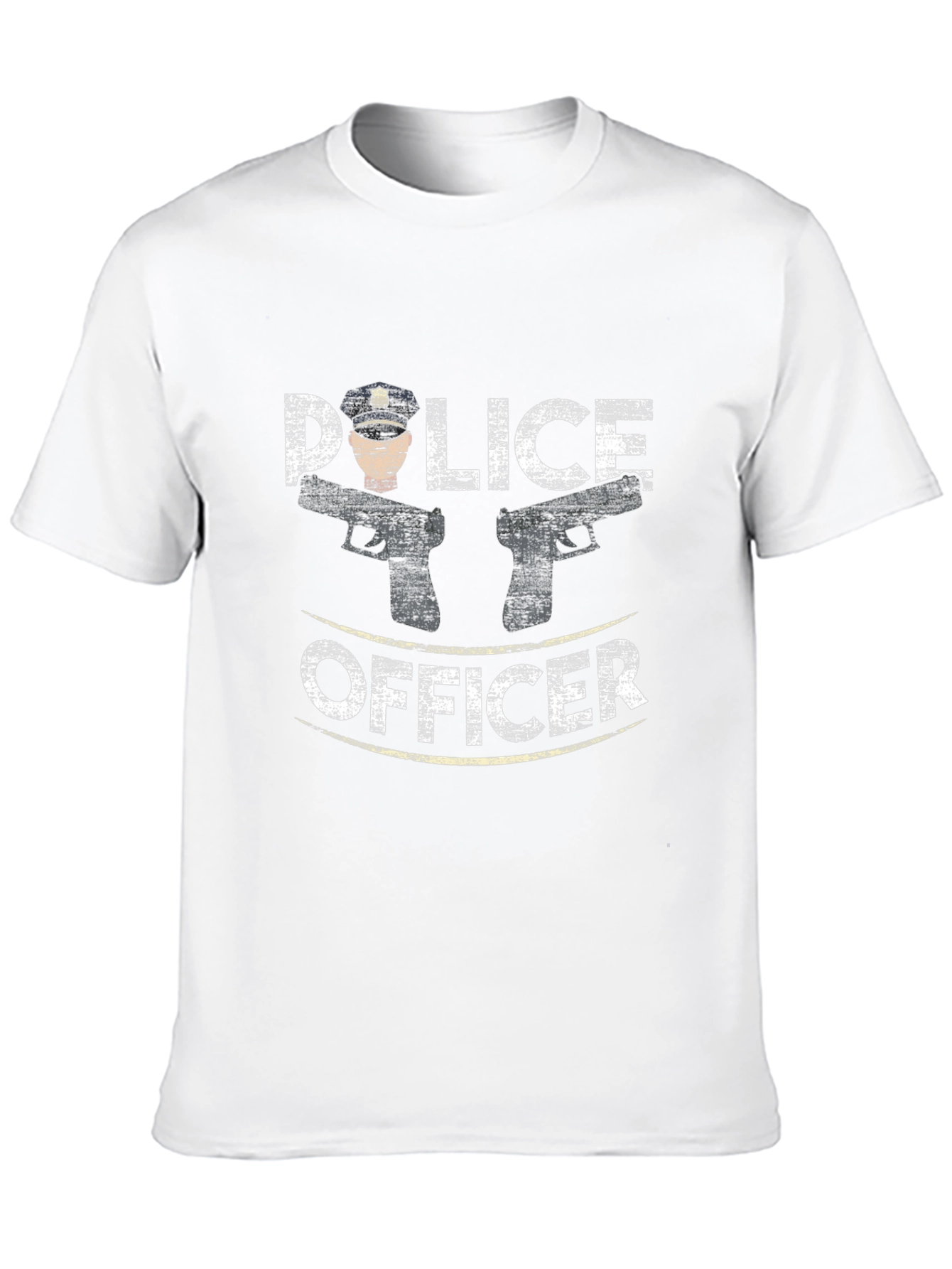 Police Officer Graphic Tee - Black Cotton T-Shirt - 10