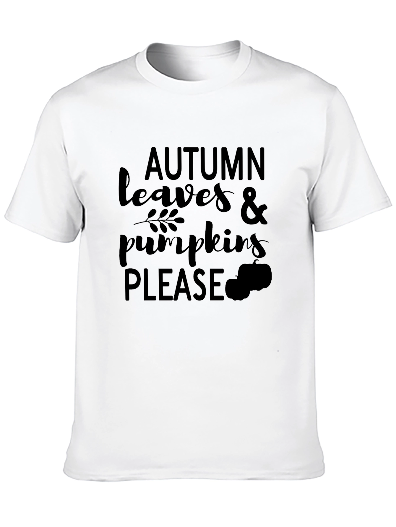 Black Autumn Leaves & Pumpkins Please Black T-Shirt view 10