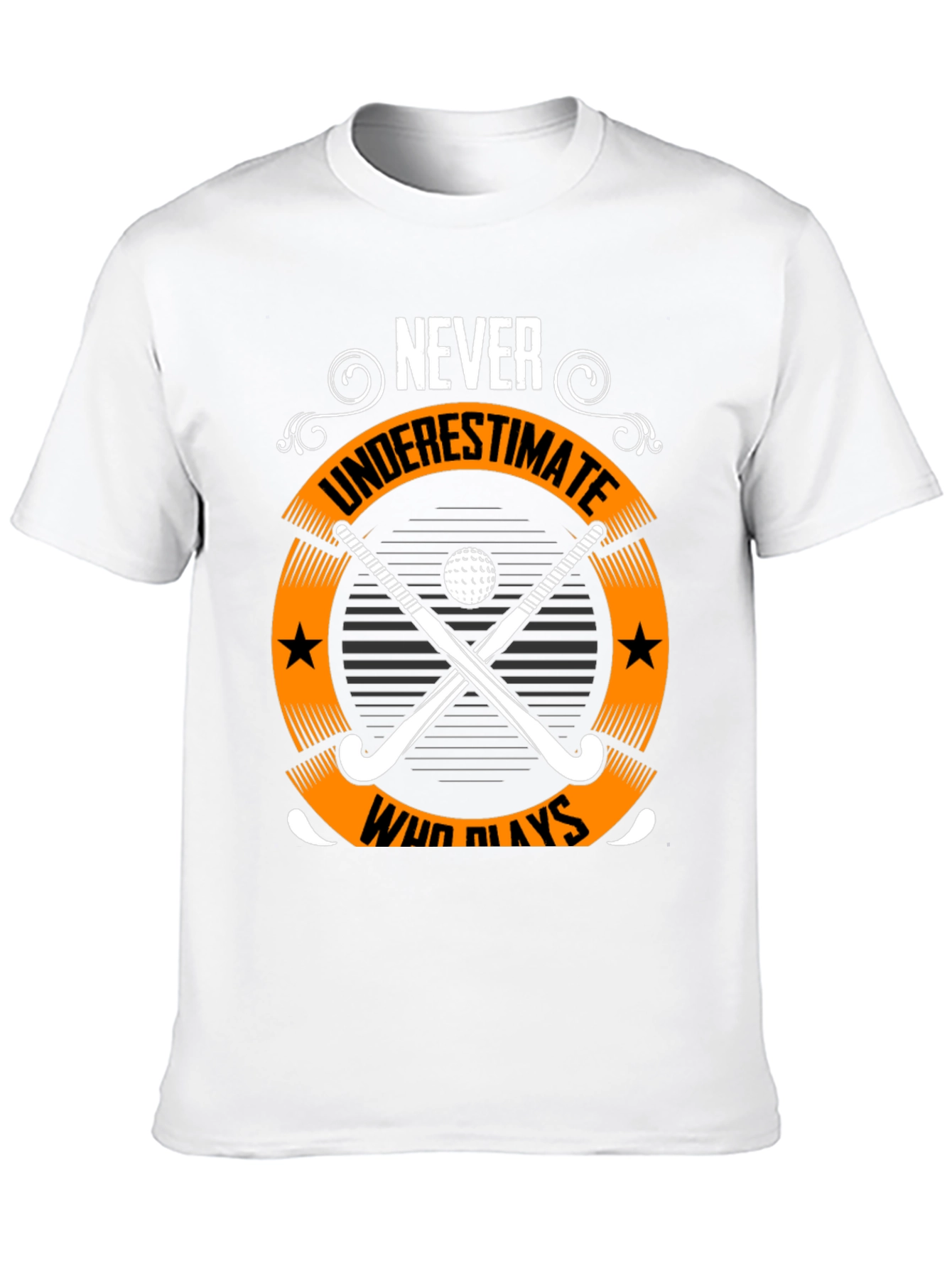 Black Never Underestimate Who Plays Hockey Graphic Tee view 10
