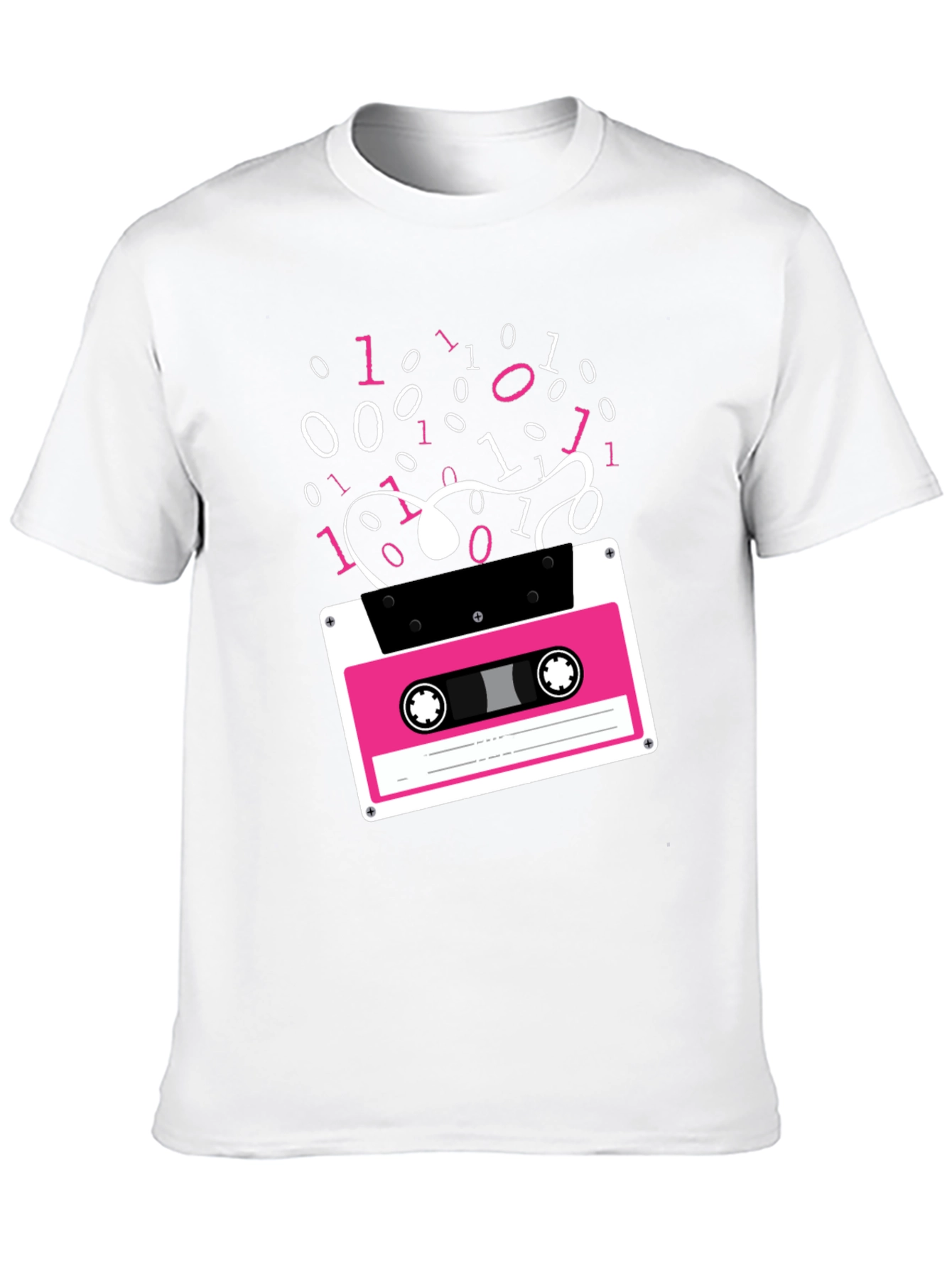 Black Retro Cassette Tape Binary Code Graphic Tee view 10