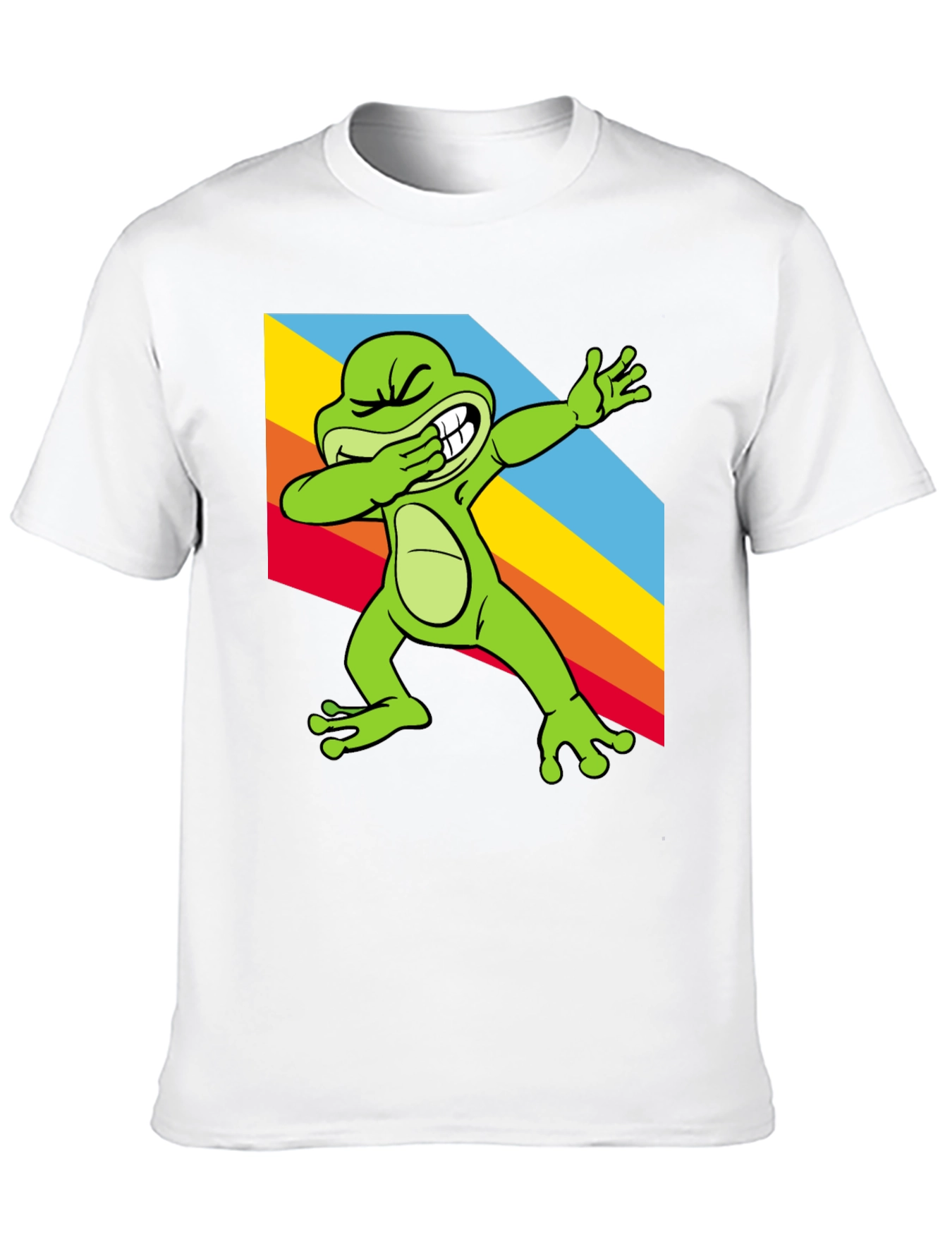 Black Dabbing Frog Tee - Rainbow Dab Cool Graphic T-Shirt view 10