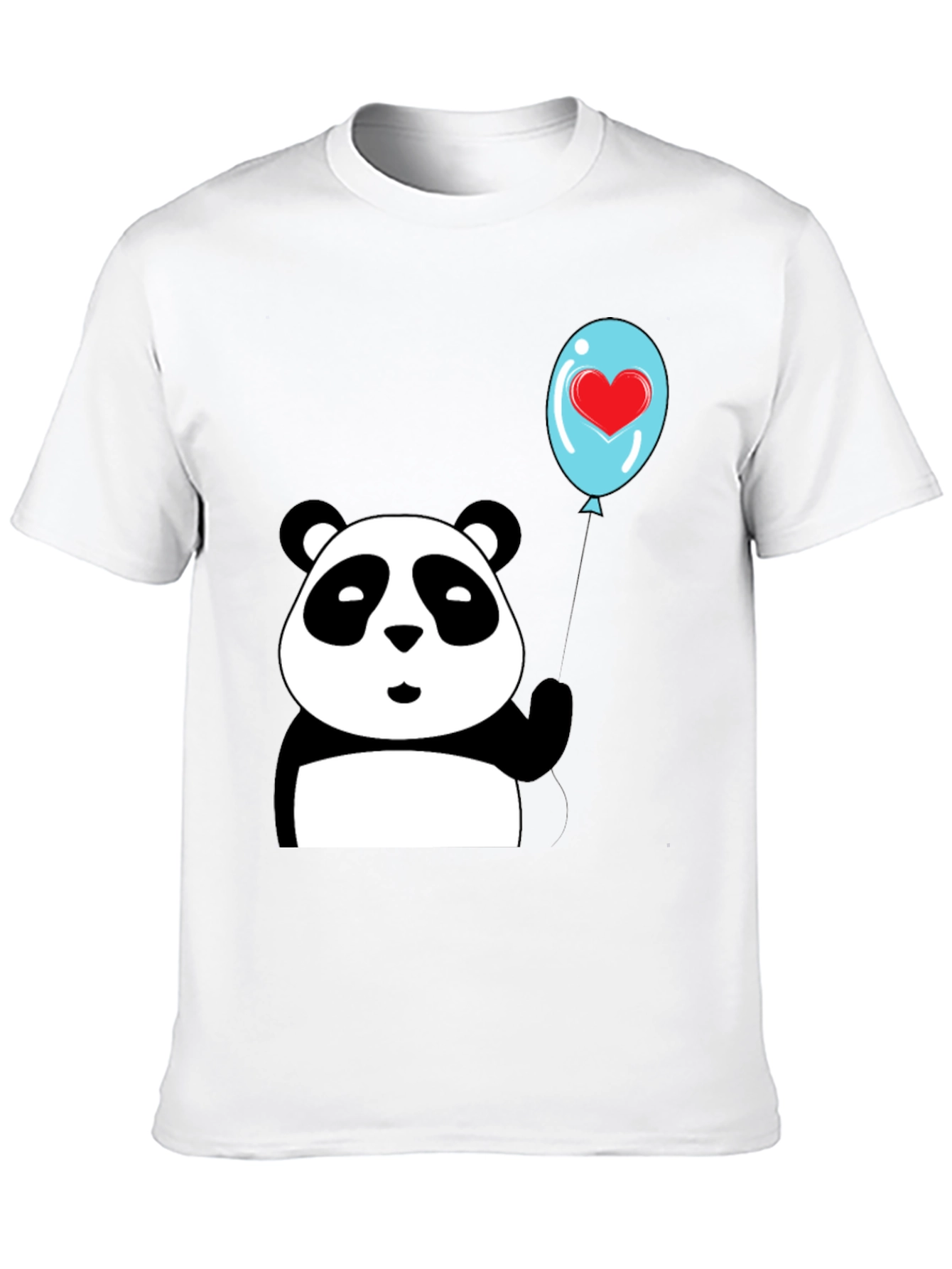 Black Cute Panda with Heart Balloon Graphic Tee view 10