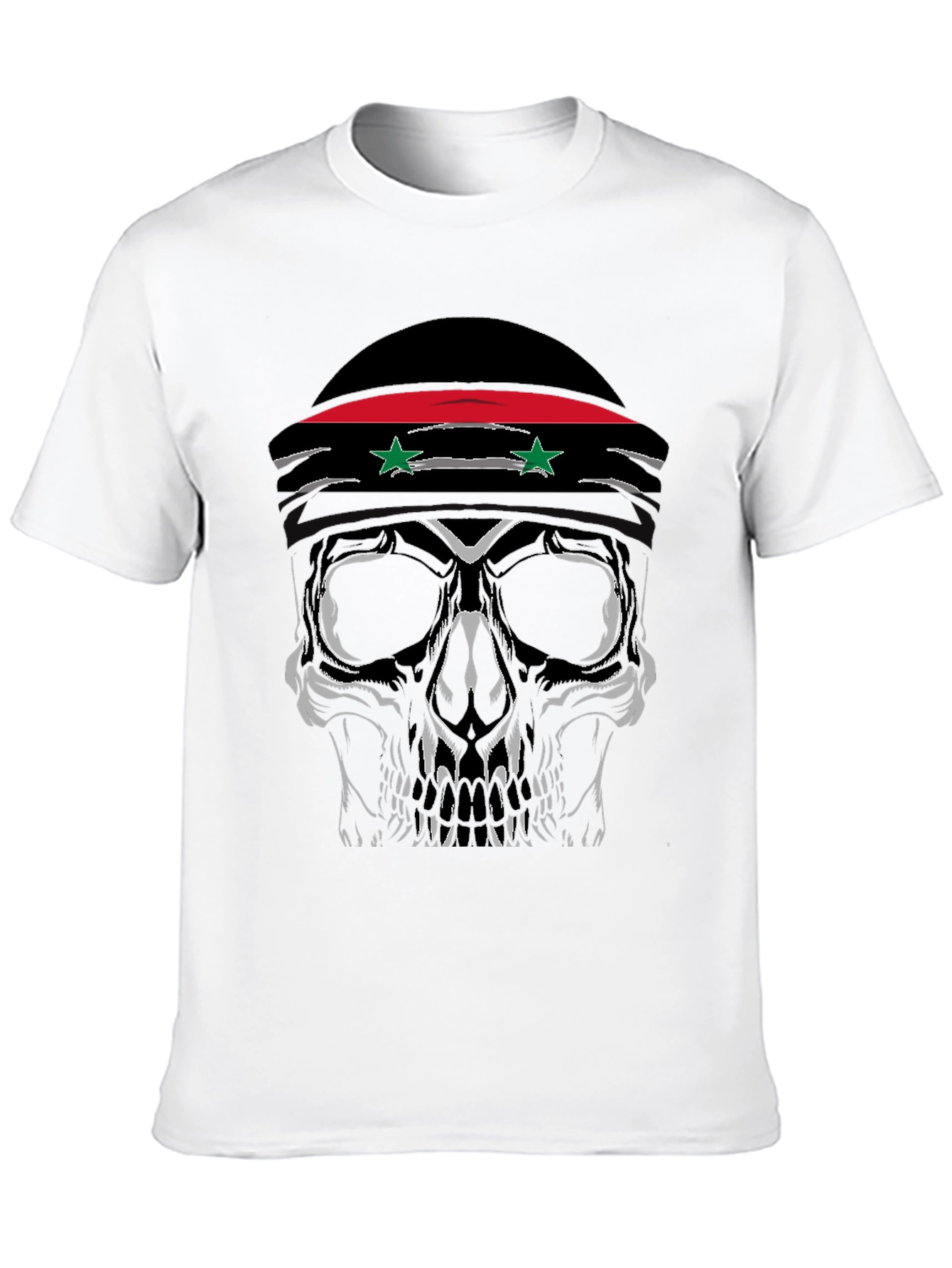 Black Skull T-Shirt with Syrian Flag Headband - Men's view 10