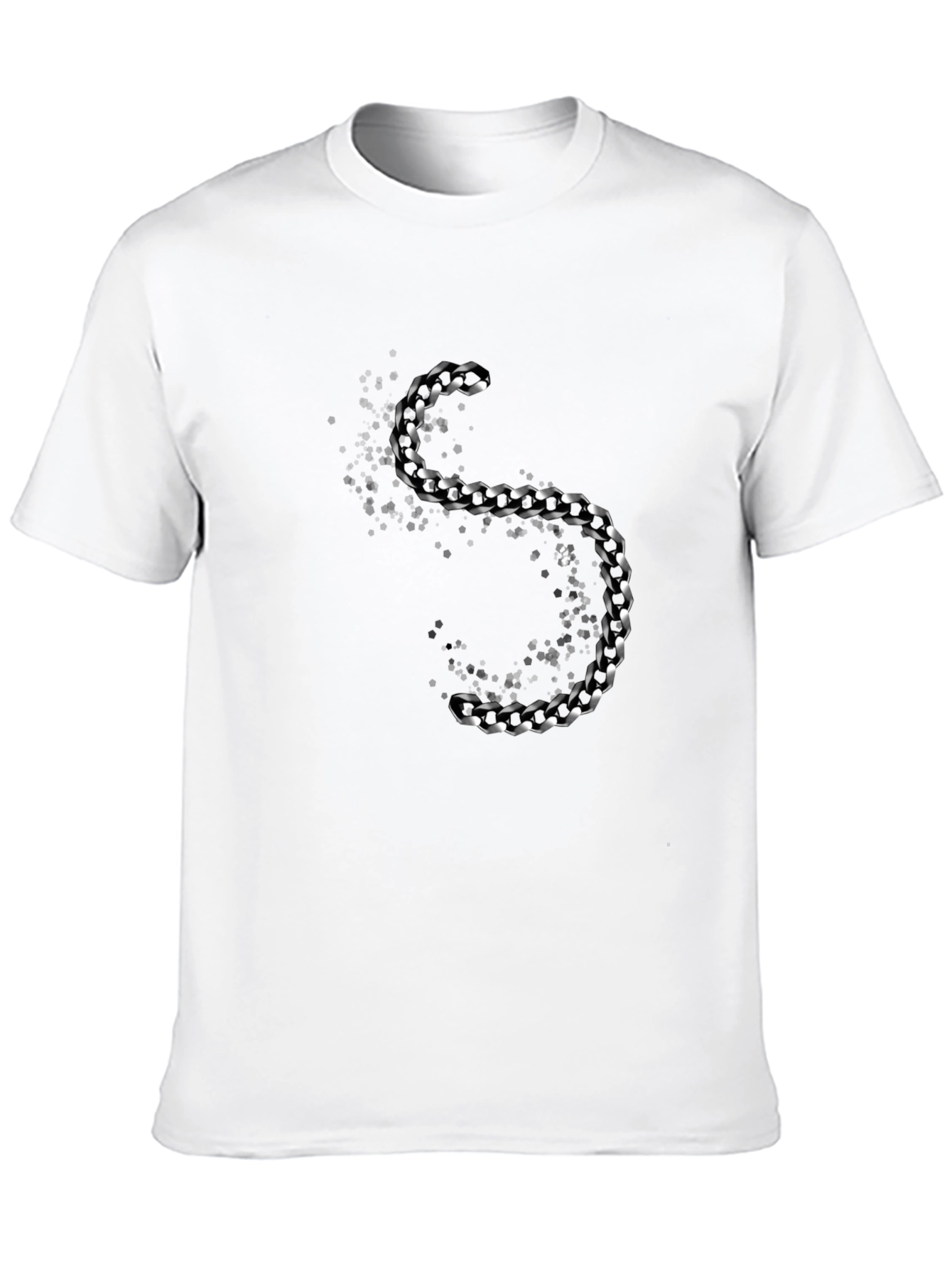 Black Stylish Black T-Shirt with Silver Chain Design view 10