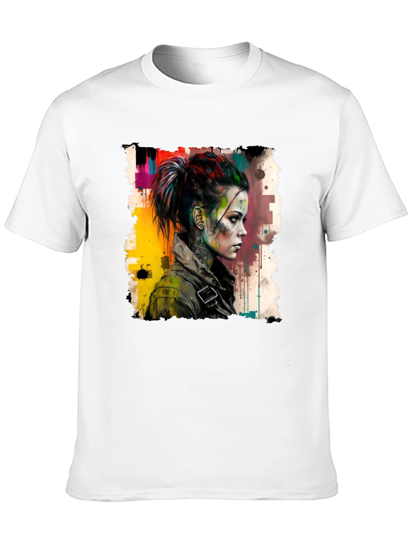 Black Edgy Watercolor Woman Graphic Tee view 10