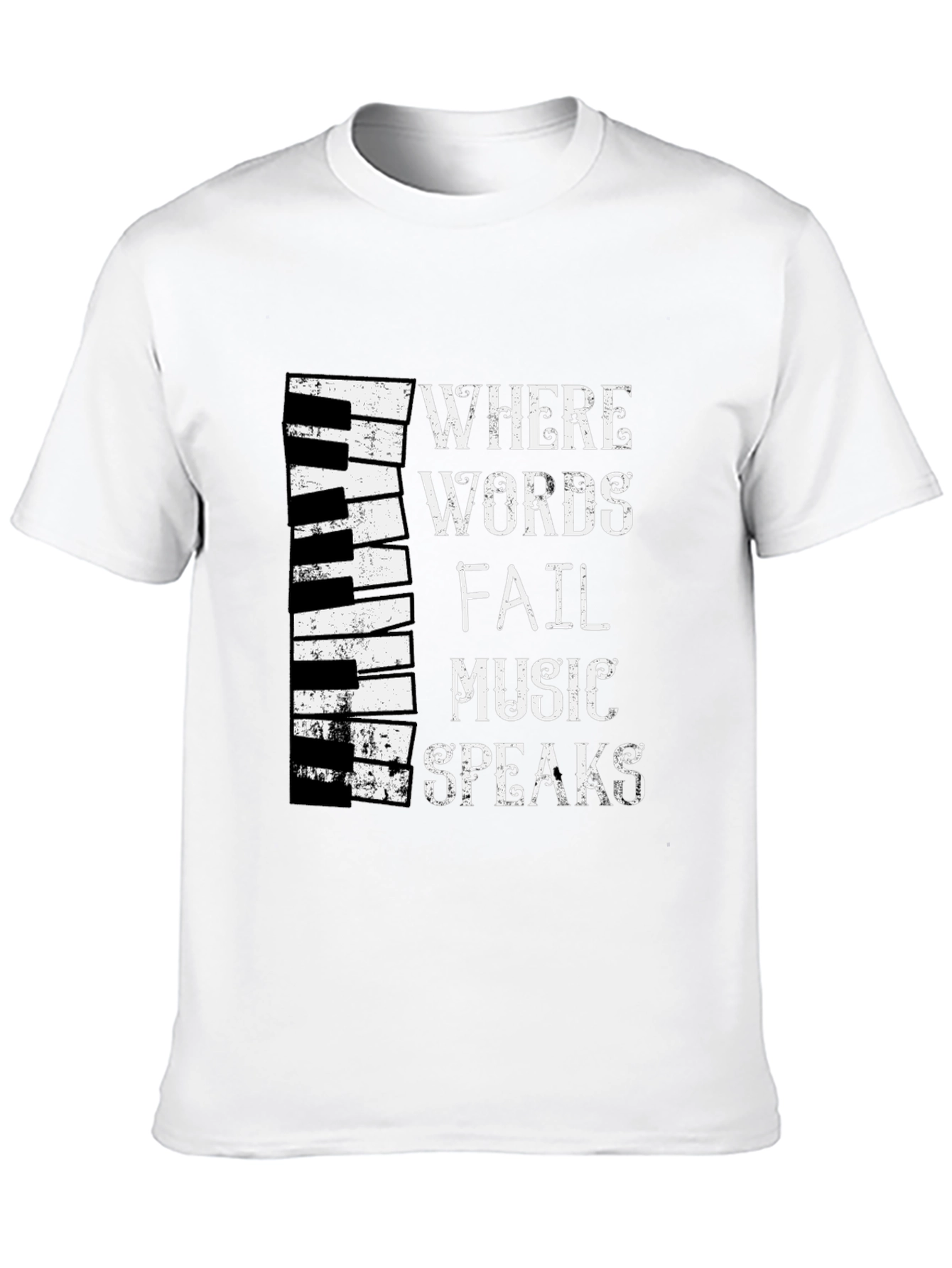 Black Music Speaks T-Shirt - Piano Keyboard Design view 10