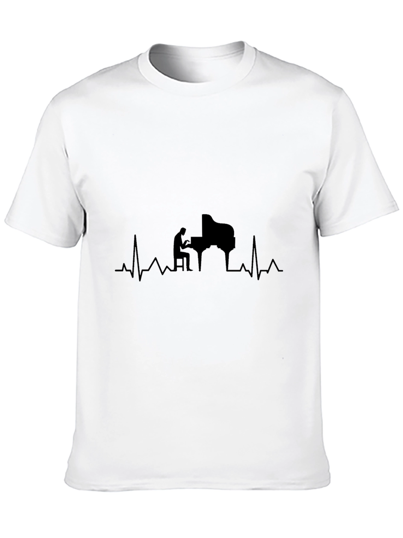 Black Piano Heartbeat T-Shirt - Music Lover's Tee view 10