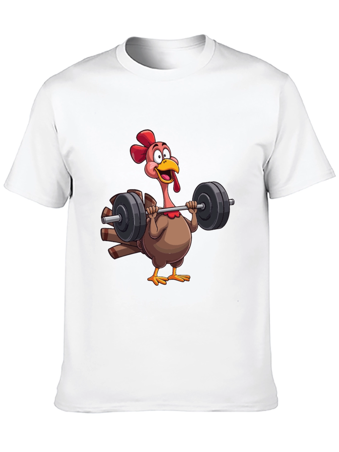 Black Funny Turkey Lifting Weights Black T-Shirt view 10