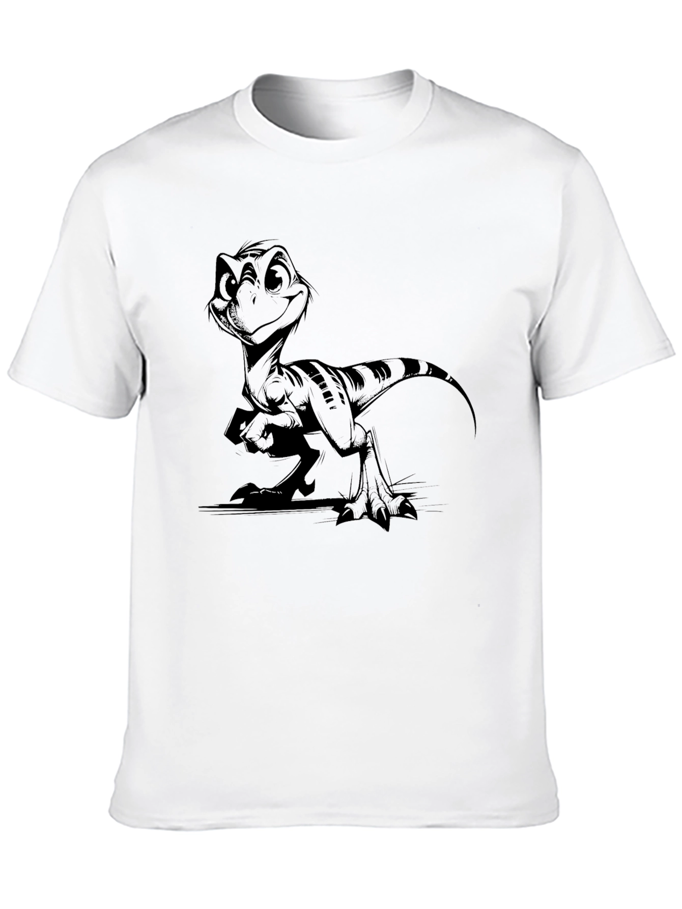 Black Cartoon Dinosaur Black T-Shirt view 10