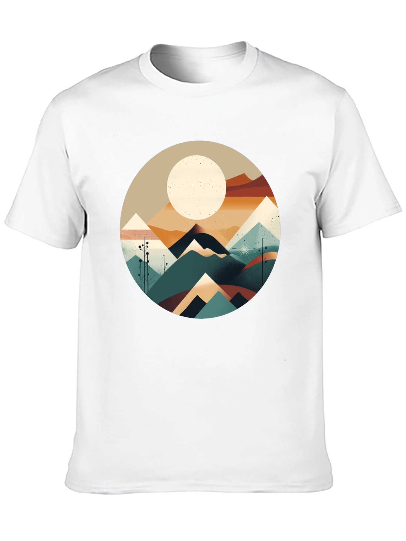 Black Geometric Mountain & Moon Graphic Tee - Black view 10