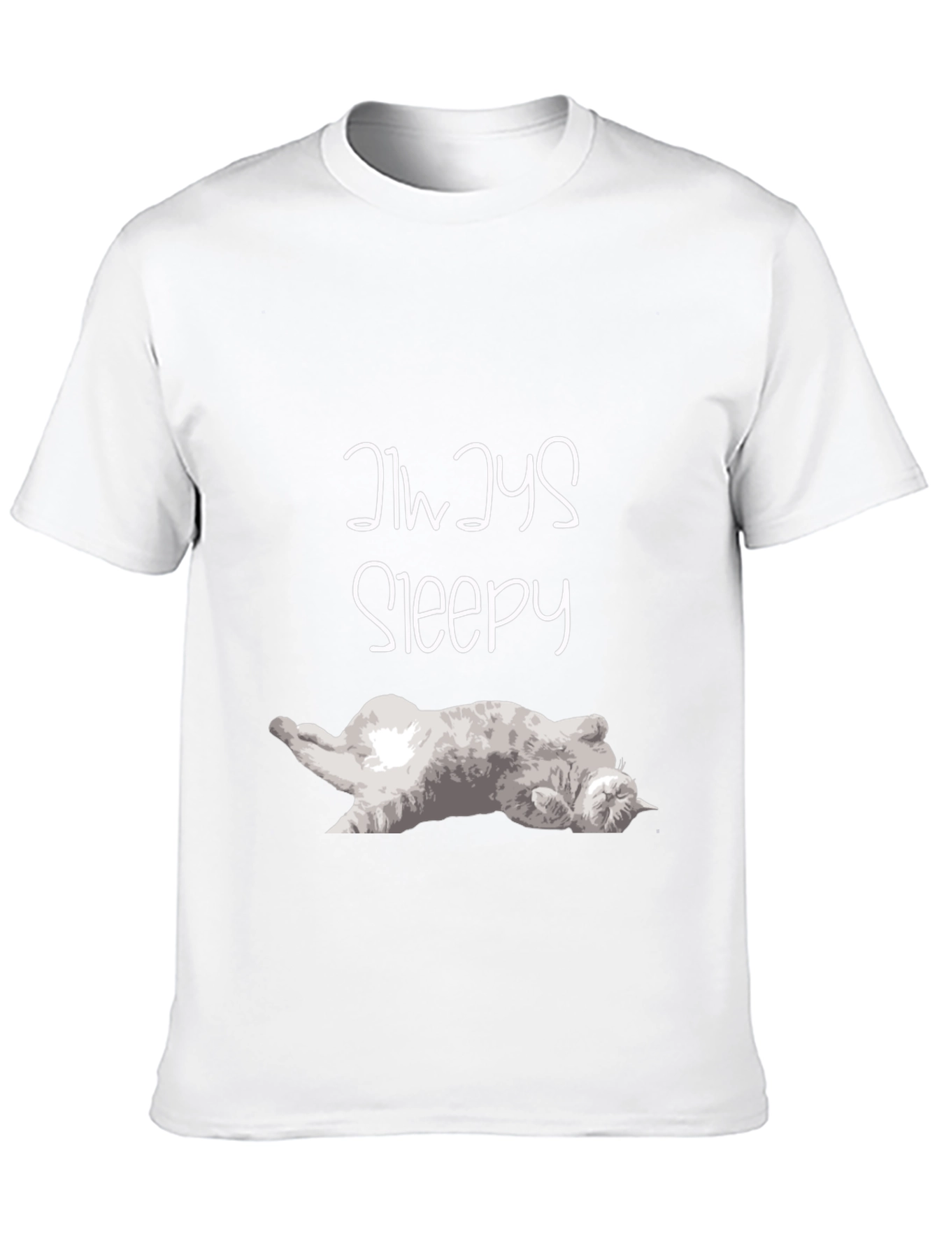 Black Always Sleepy Cat T-Shirt - Men's Black Tee view 10