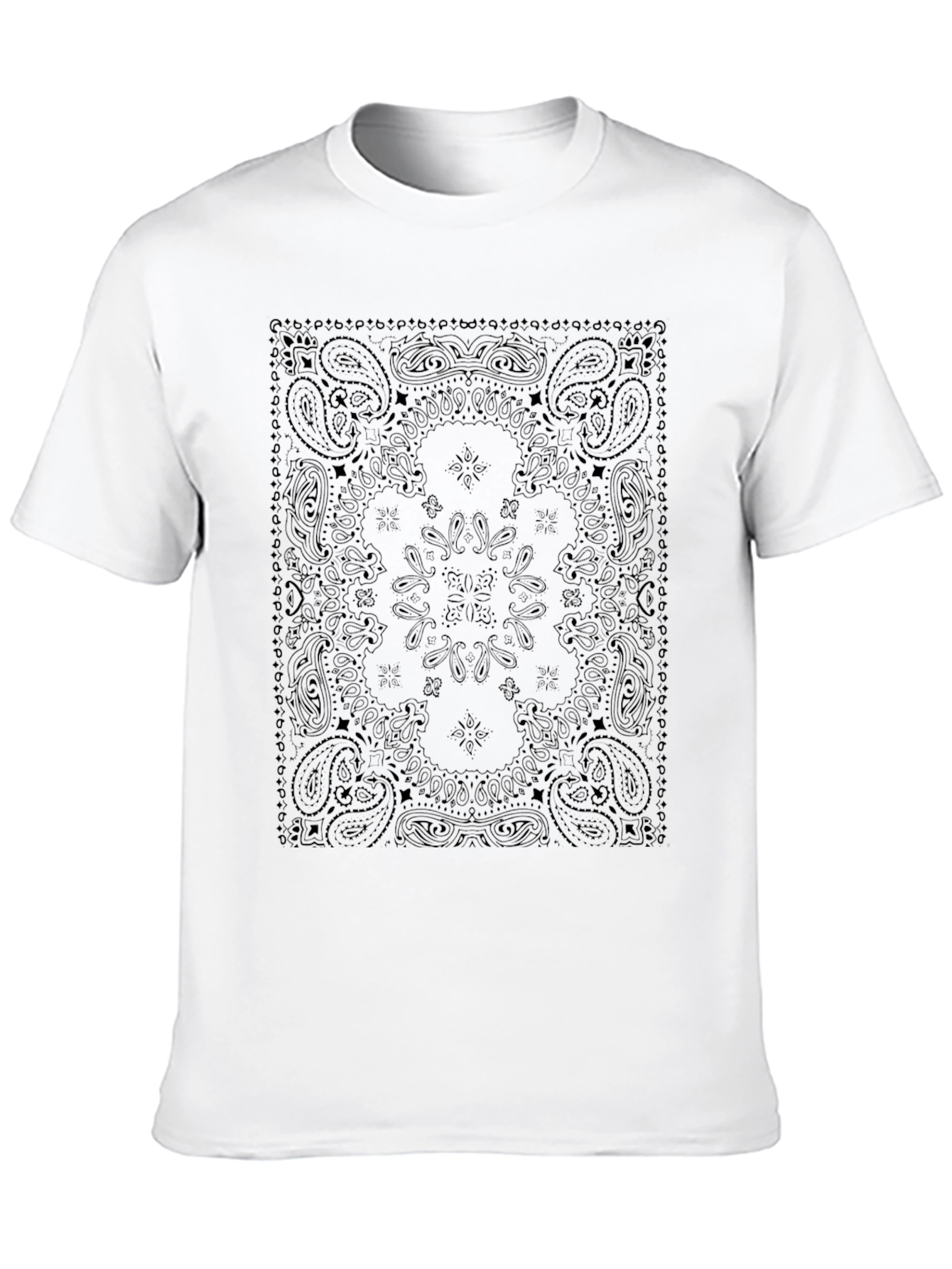 Black Men's Black Bandana Print Crew Neck T-Shirt view 10
