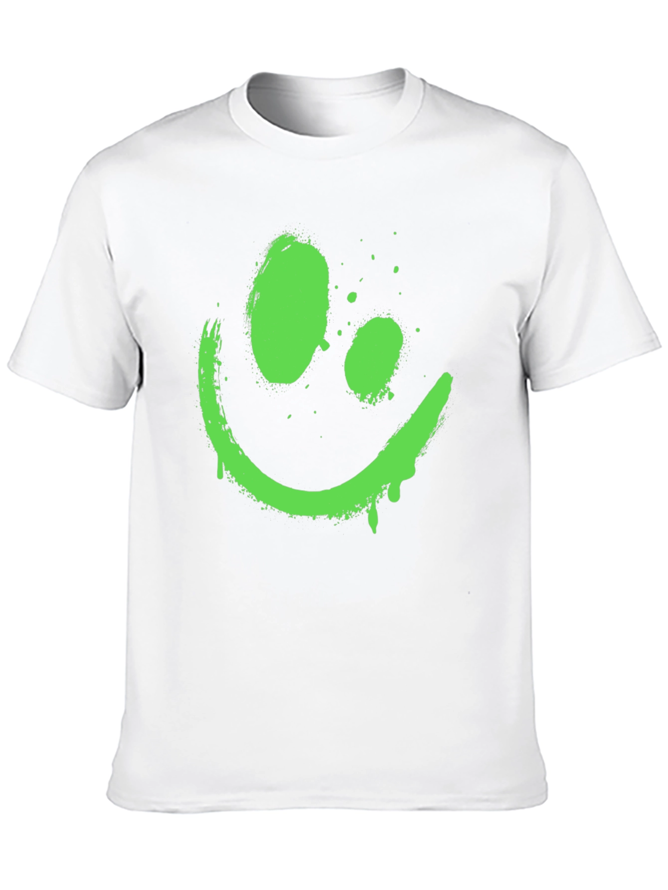Black Neon Green Smiley Face Graphic Black T-Shirt view 10