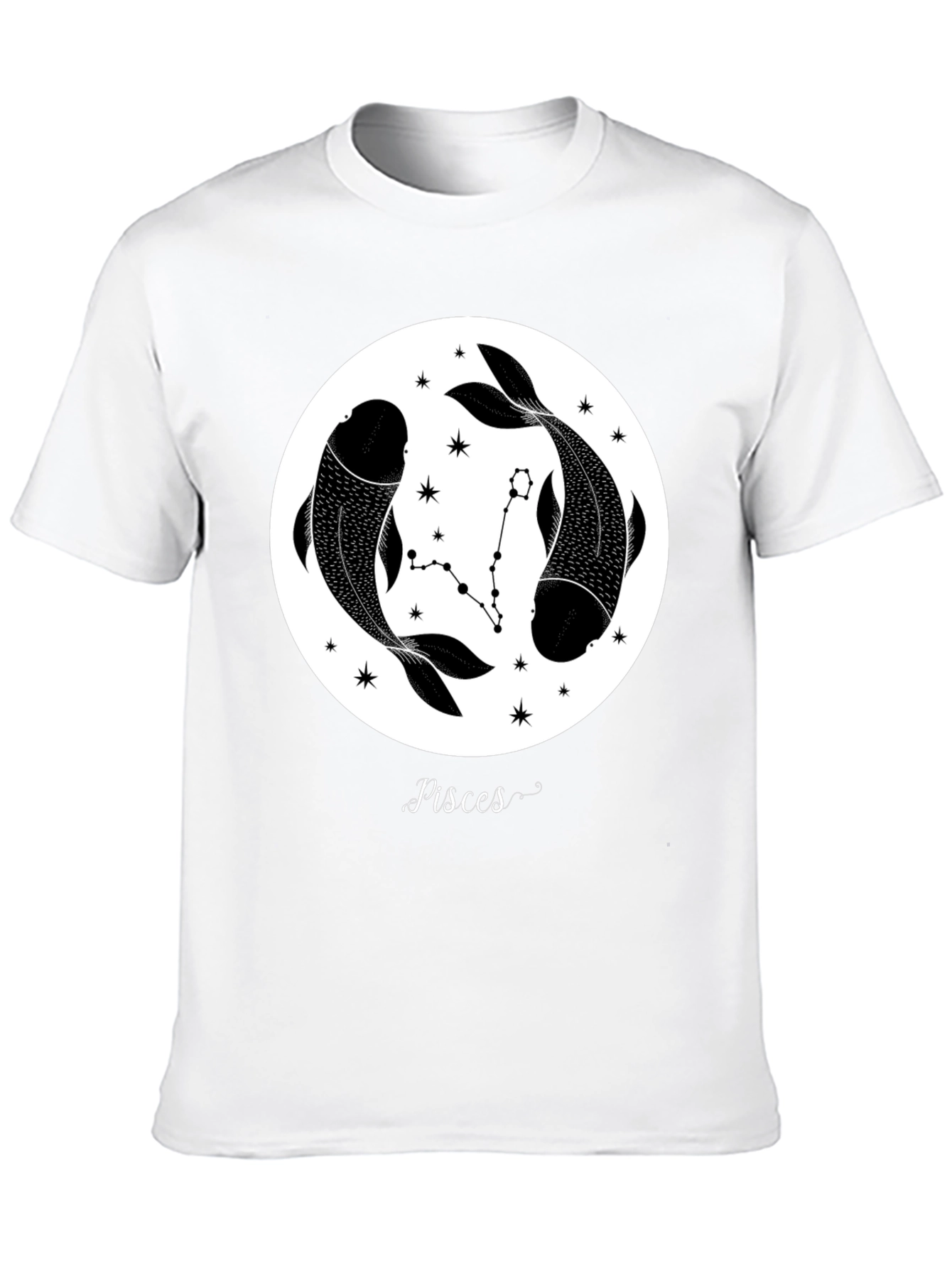 Black Pisces Zodiac Black Graphic Tee view 10
